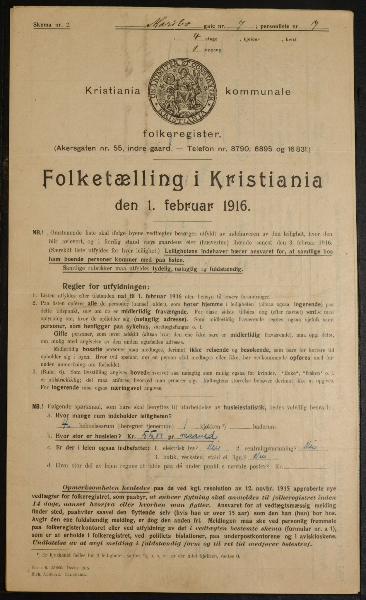 OBA, Municipal Census 1916 for Kristiania, 1916, p. 61839