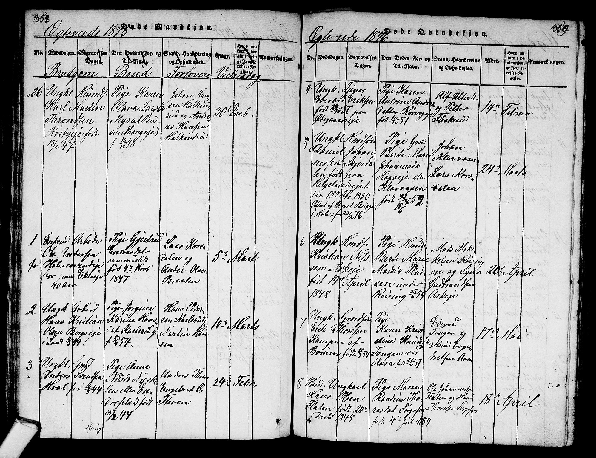 Norderhov kirkebøker, AV/SAKO-A-237/G/Ga/L0003: Parish register (copy) no. I 3 /1, 1814-1876, p. 358-359