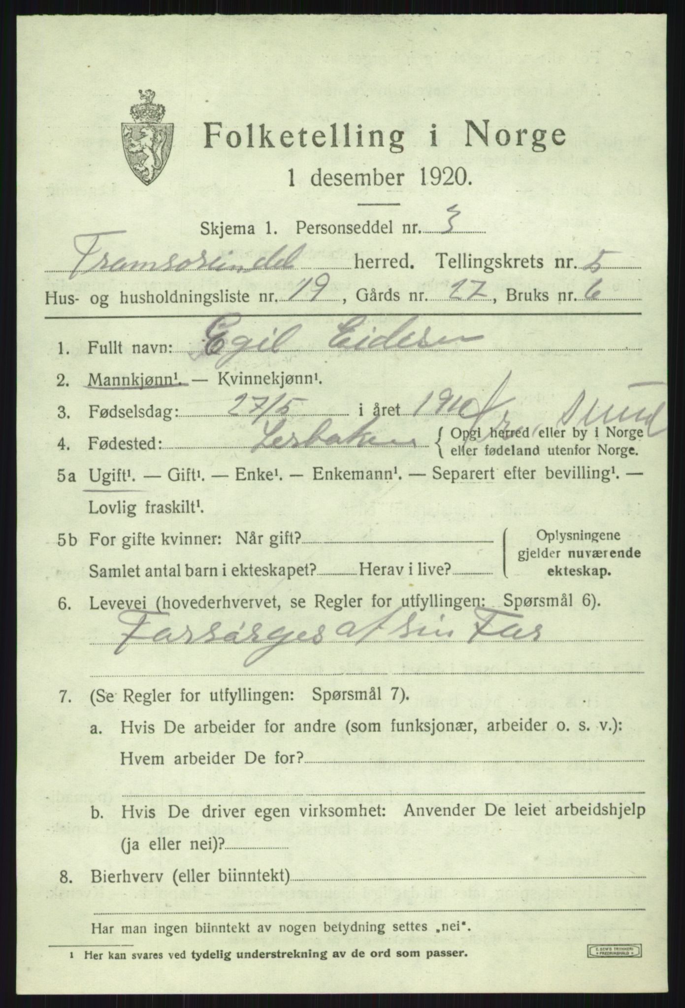 SATØ, 1920 census for Tromsøysund, 1920, p. 4952