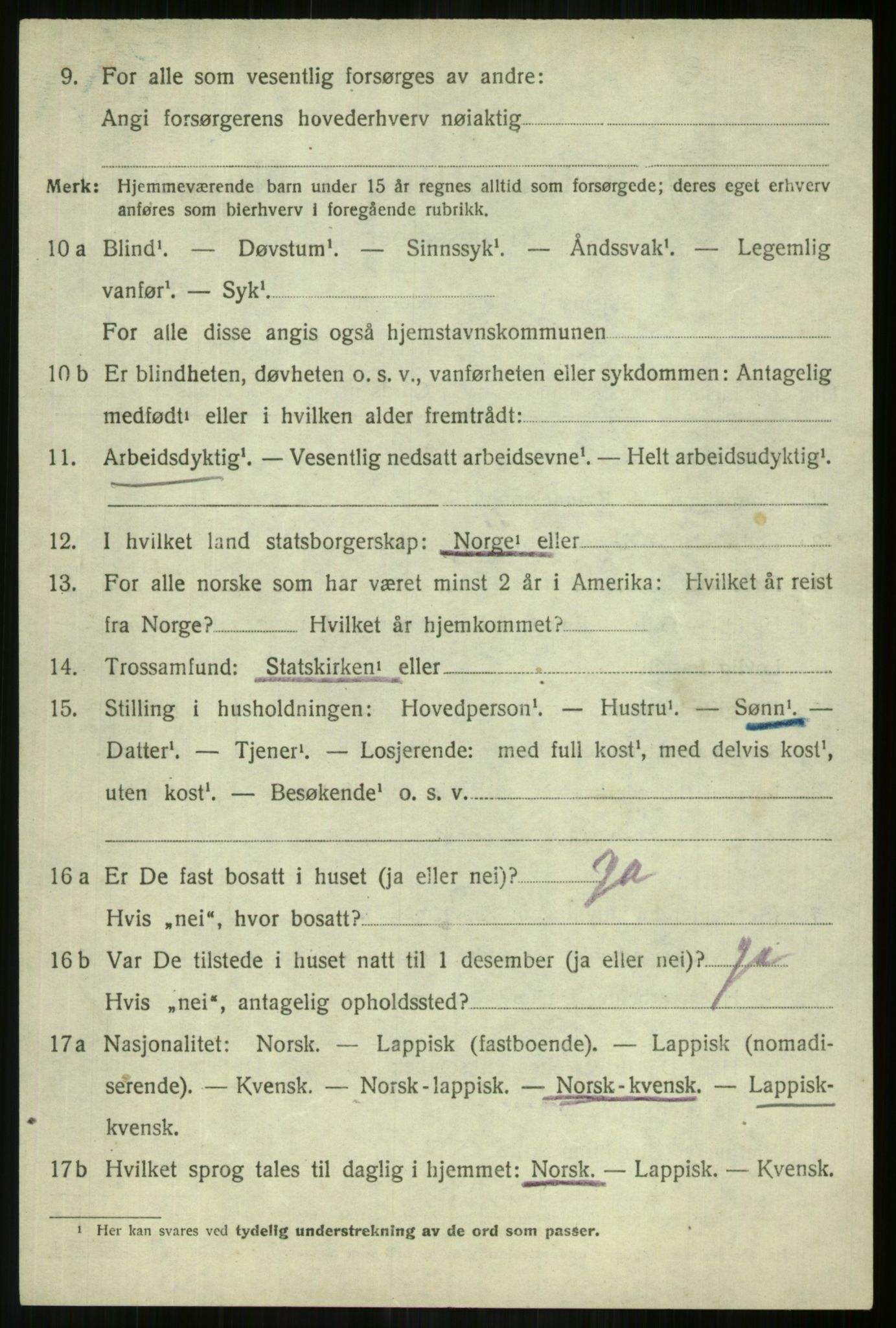 SATØ, 1920 census for Lyngen, 1920, p. 10454