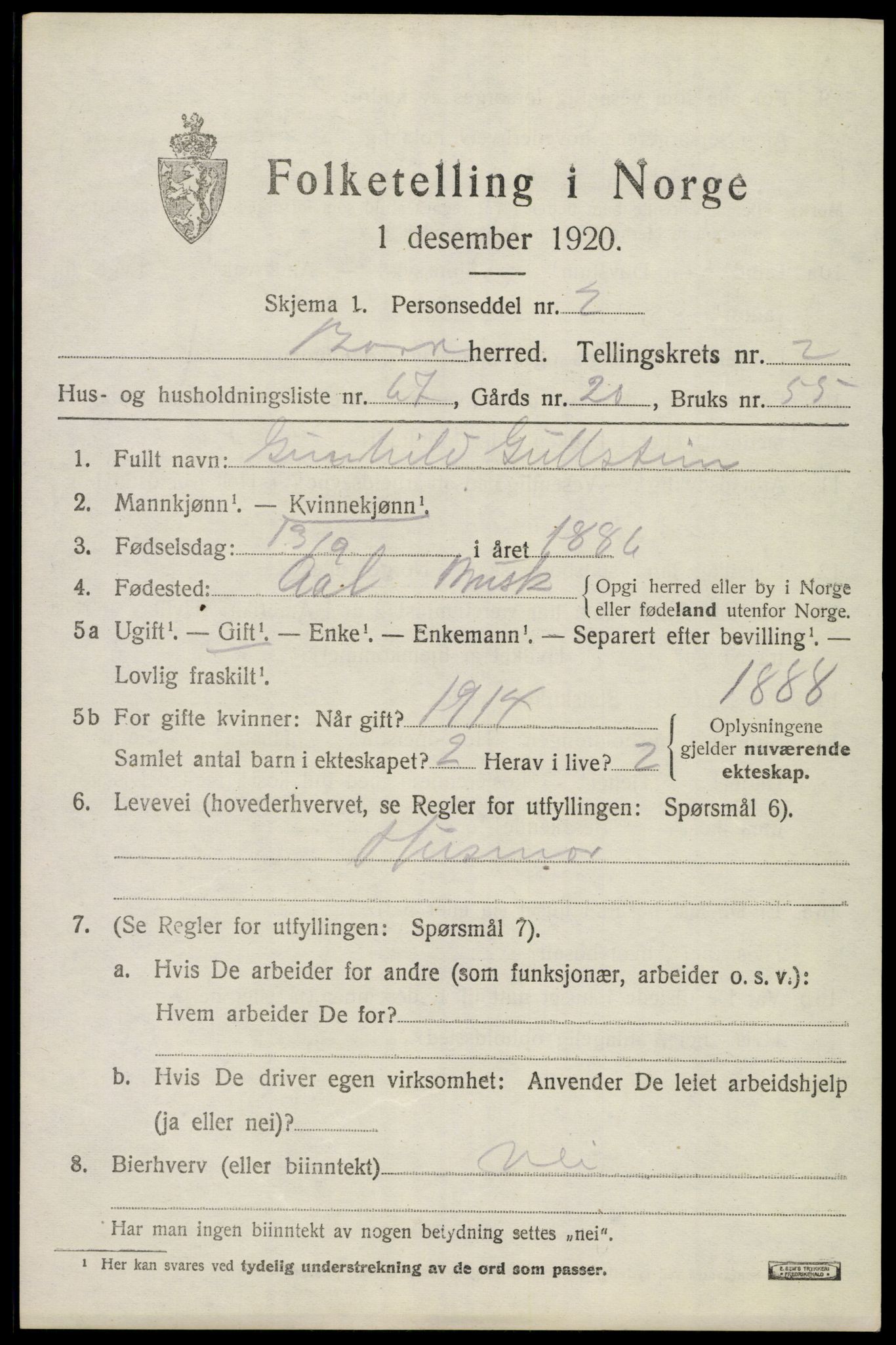 SAKO, 1920 census for Borre, 1920, p. 4946