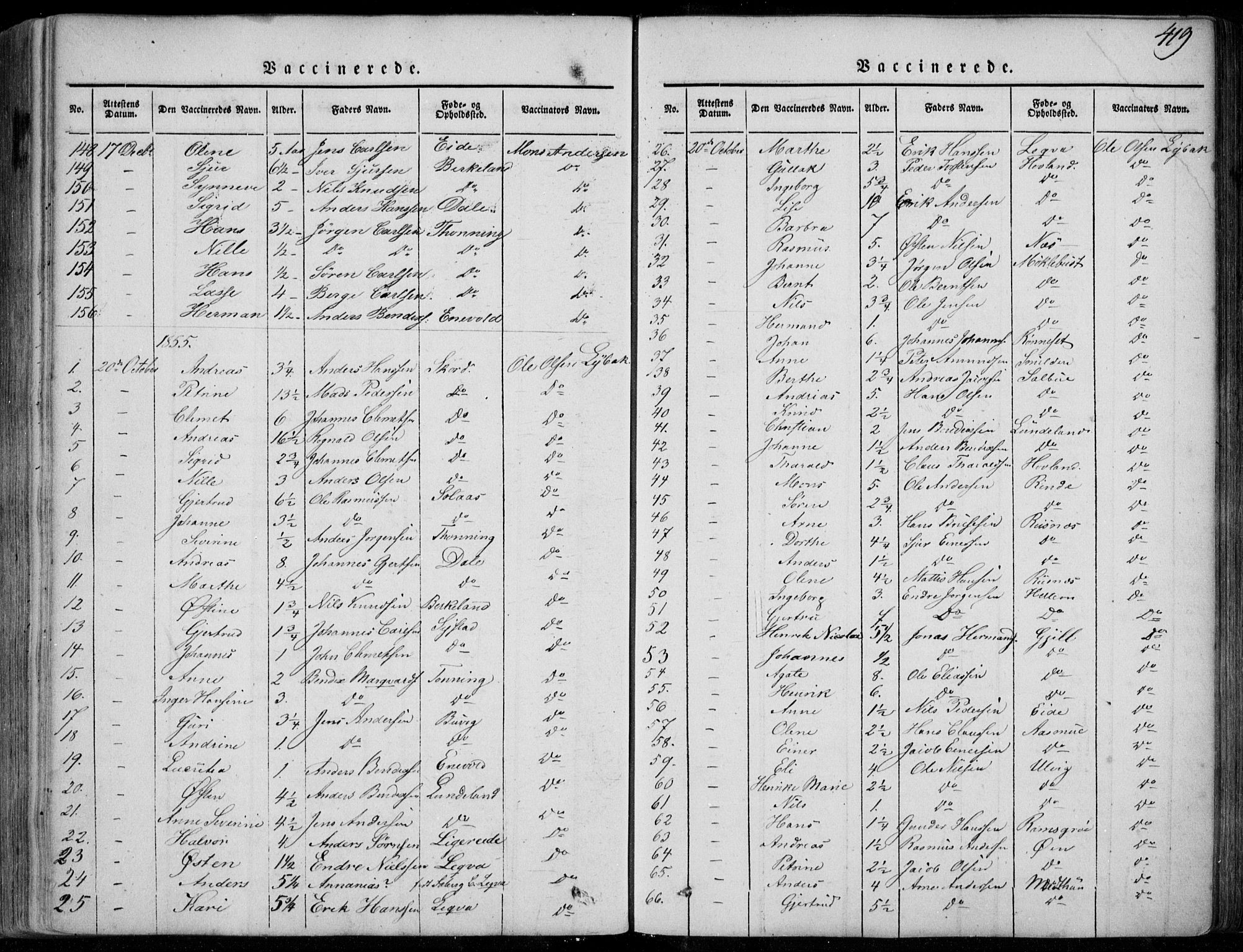 Askvoll sokneprestembete, AV/SAB-A-79501/H/Haa/Haaa/L0011/0002: Parish register (official) no. A 11 II, 1845-1878, p. 419