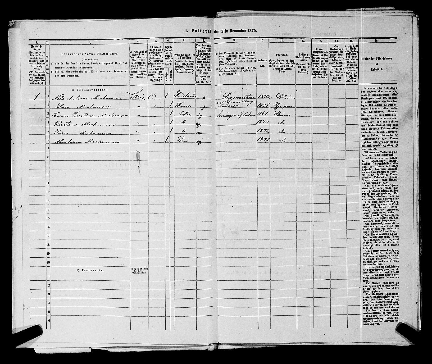 SAKO, 1875 census for 0806P Skien, 1875, p. 1360