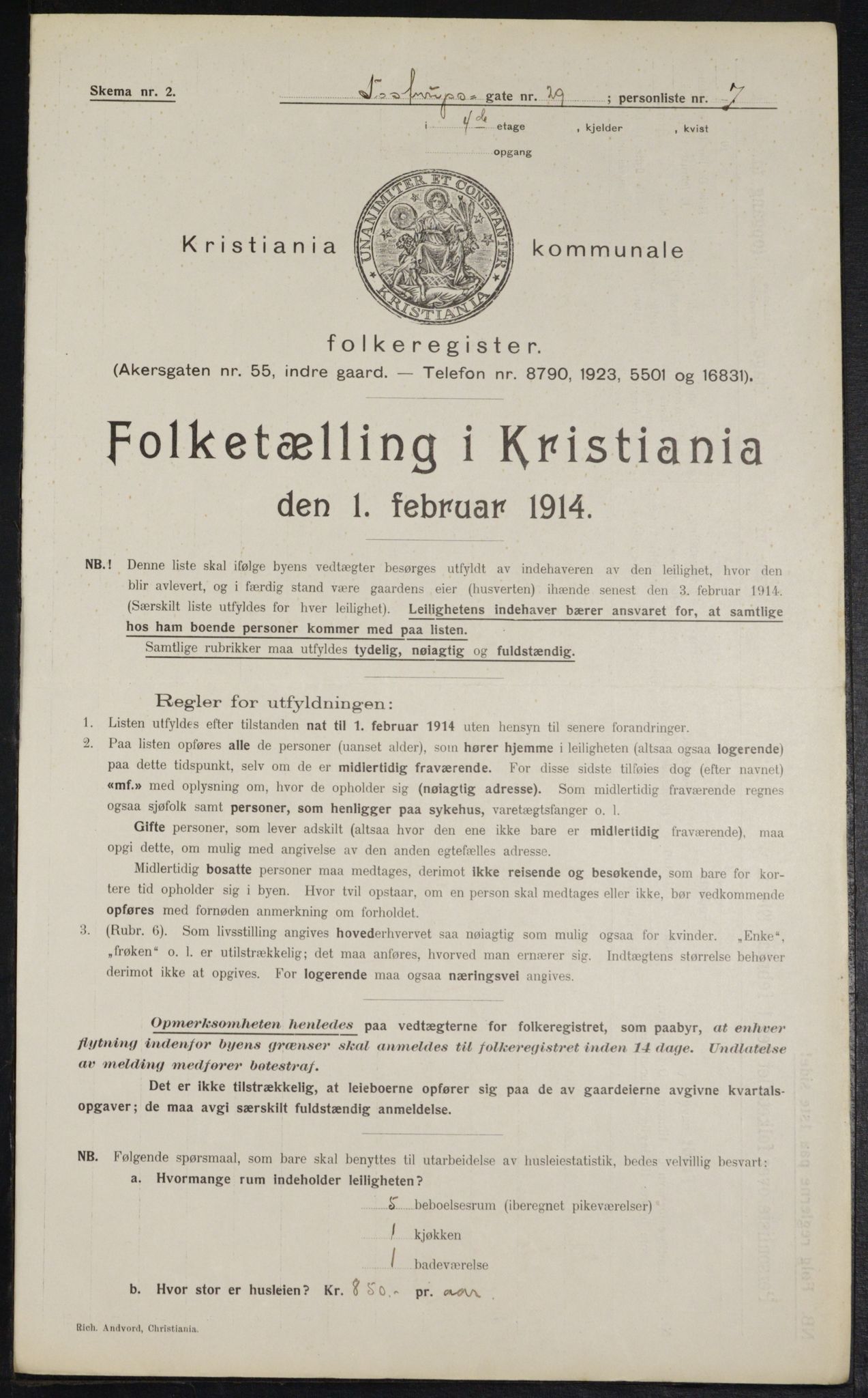 OBA, Municipal Census 1914 for Kristiania, 1914, p. 116126