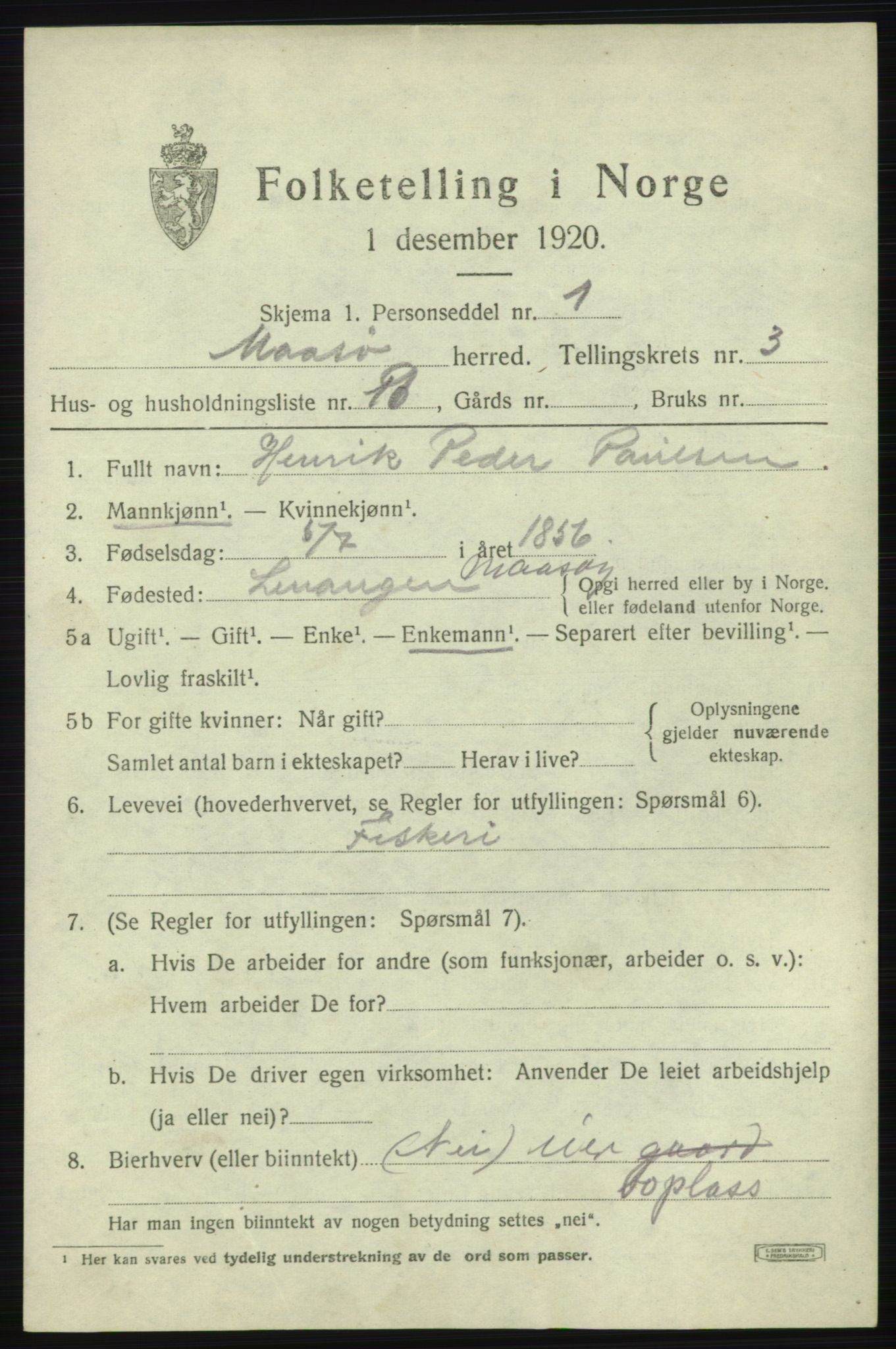 SATØ, 1920 census for Måsøy, 1920, p. 1648