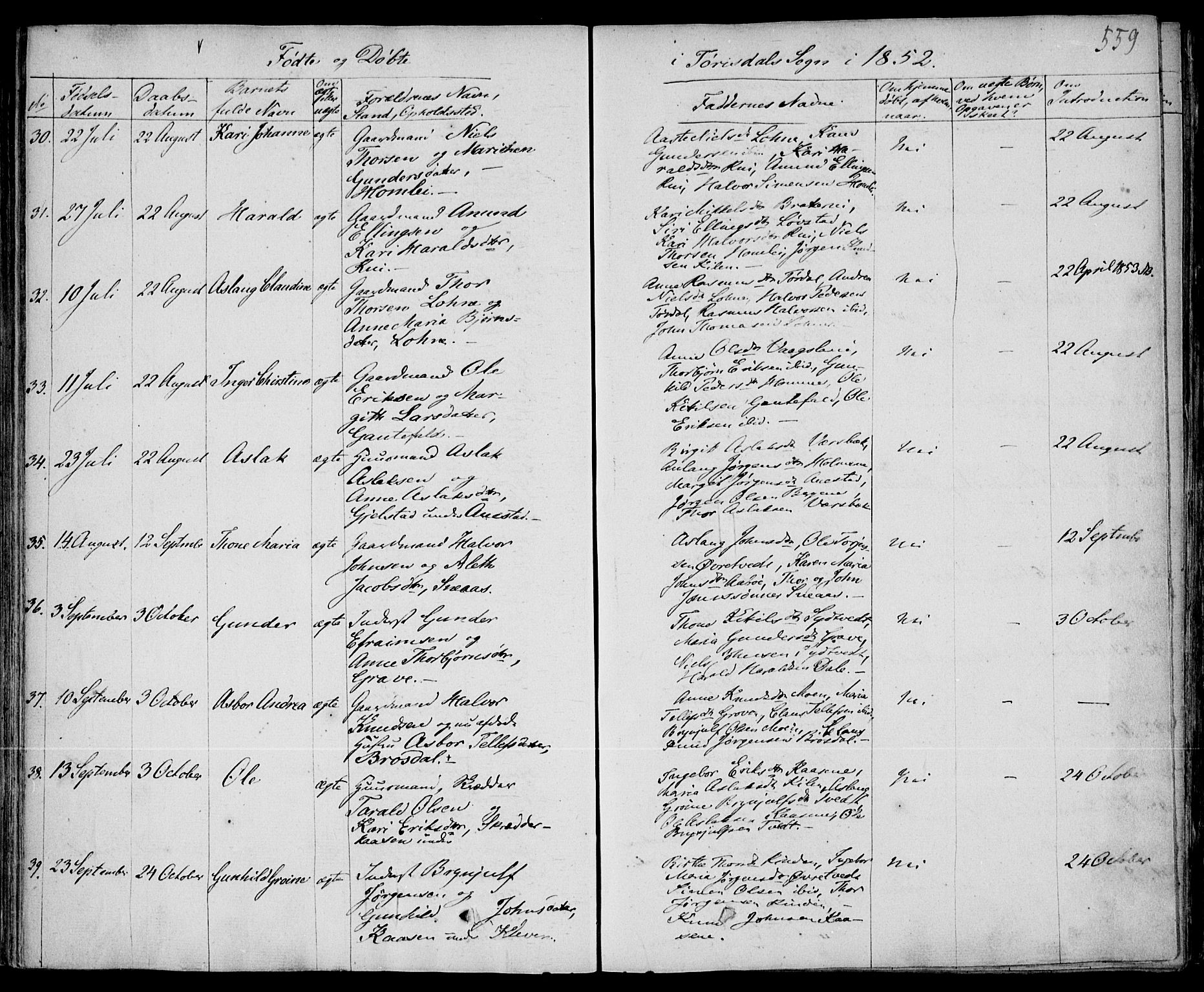 Drangedal kirkebøker, SAKO/A-258/F/Fa/L0007b: Parish register (official) no. 7b, 1837-1856, p. 559