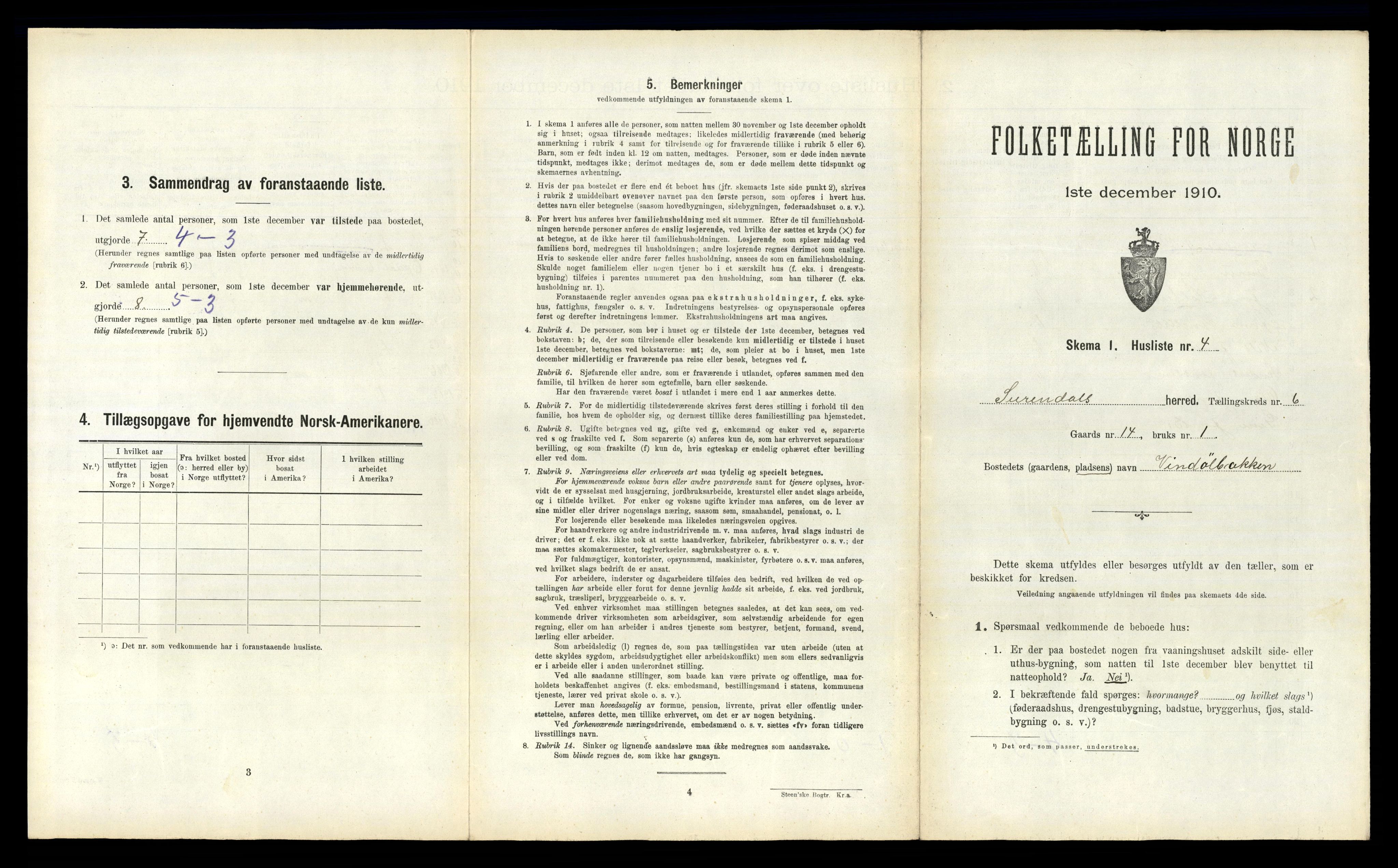 RA, 1910 census for Surnadal, 1910, p. 407