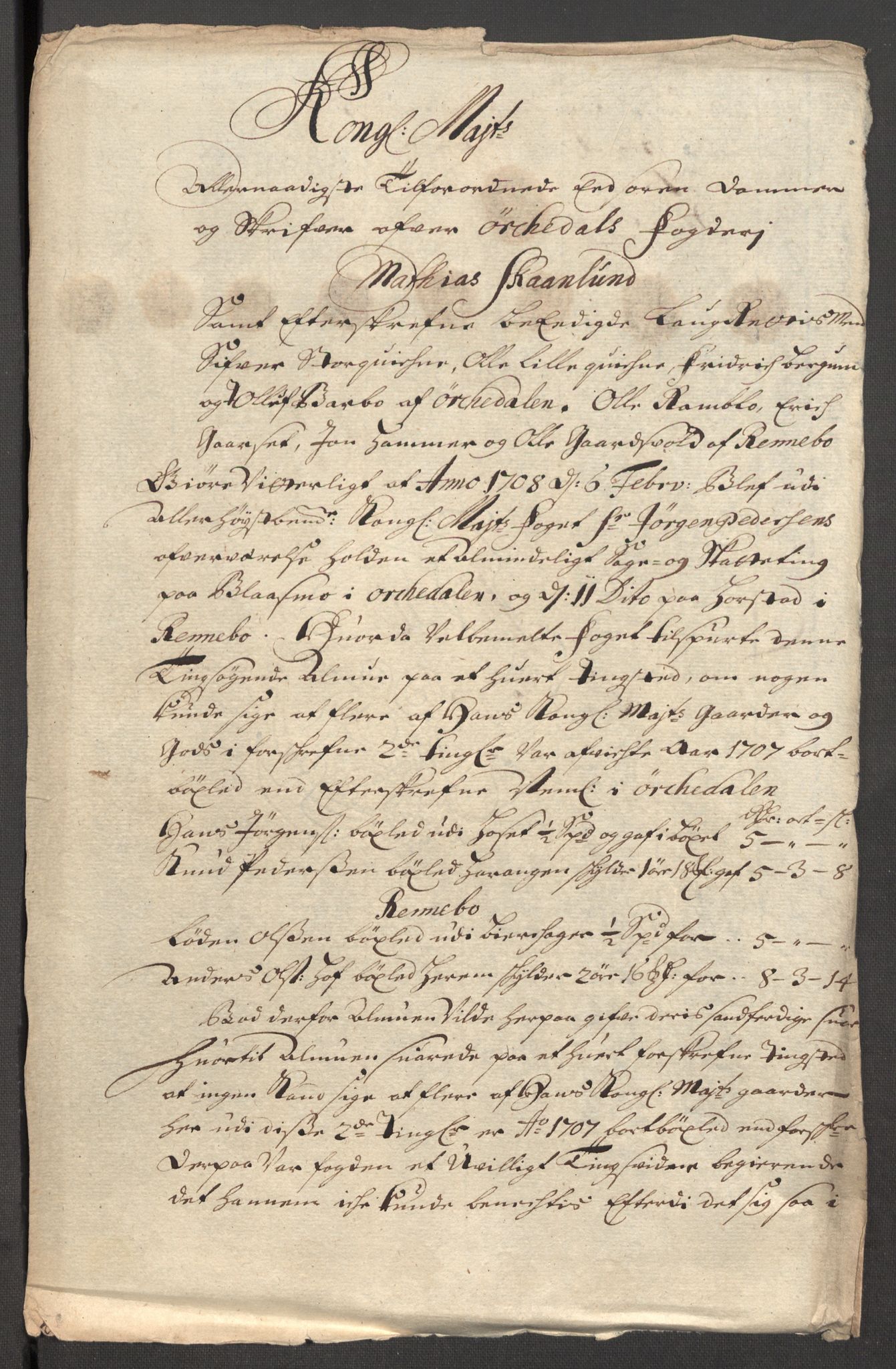 Rentekammeret inntil 1814, Reviderte regnskaper, Fogderegnskap, RA/EA-4092/R60/L3957: Fogderegnskap Orkdal og Gauldal, 1707, p. 301