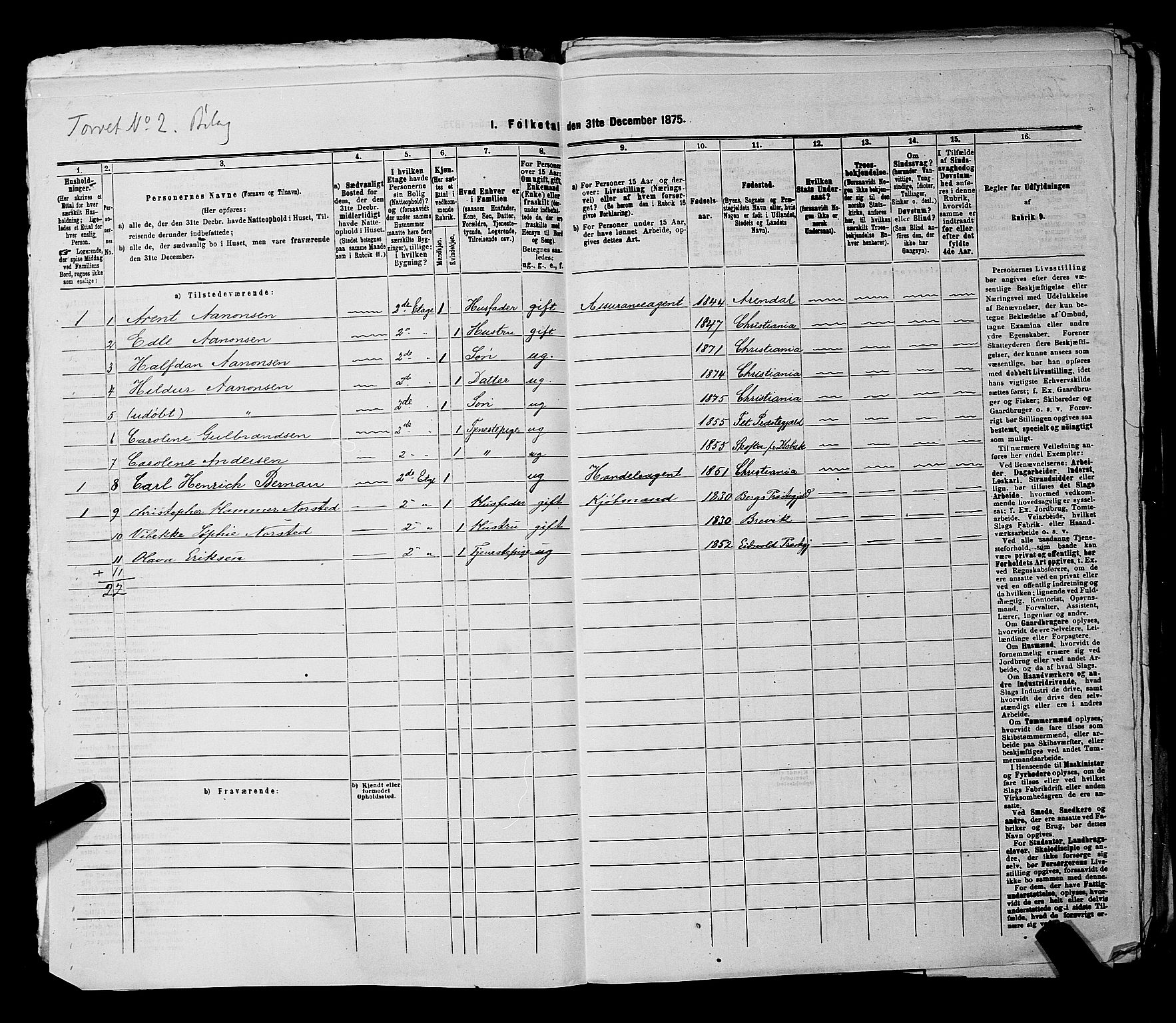 RA, 1875 census for 0301 Kristiania, 1875, p. 735