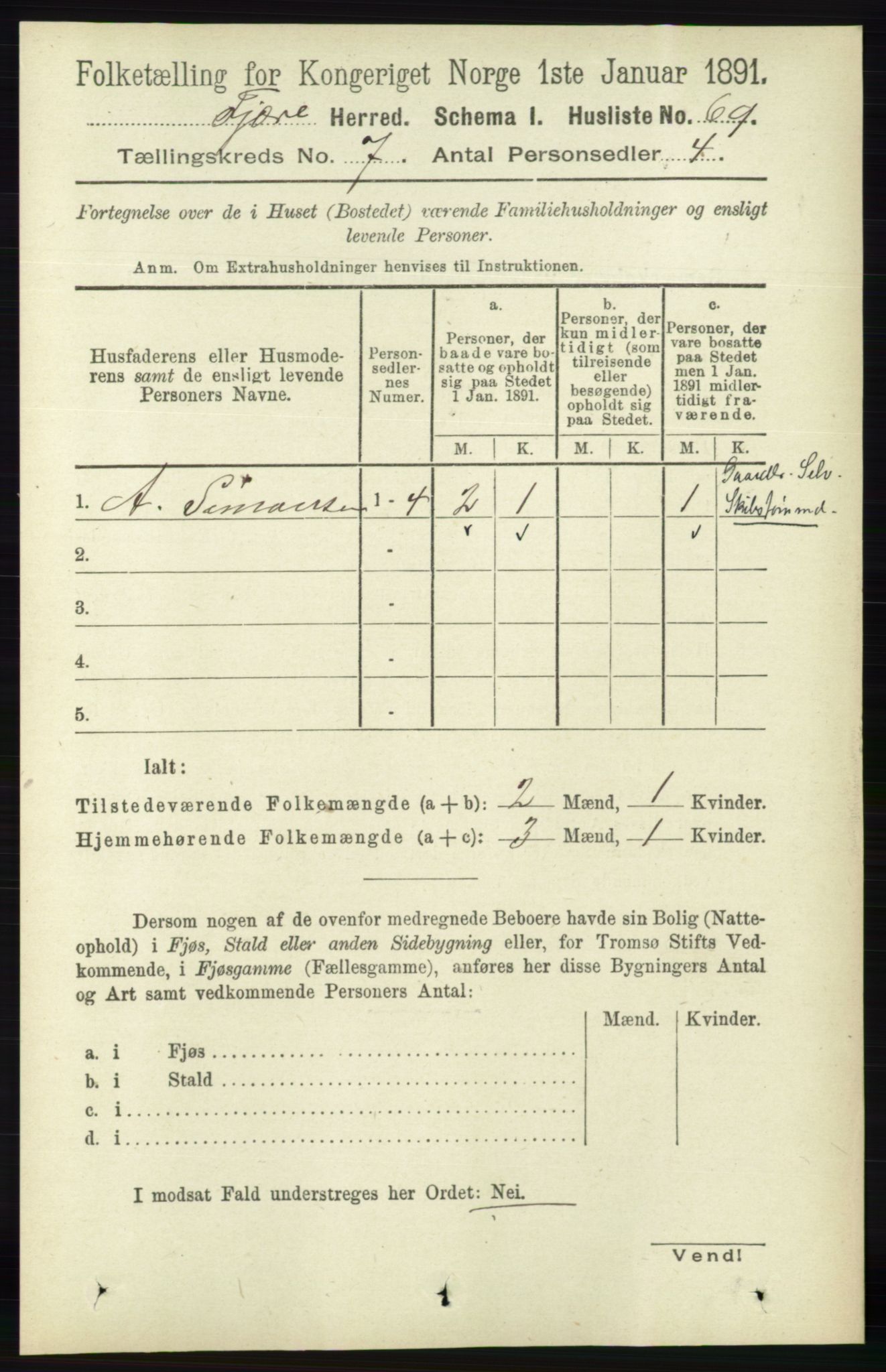 RA, 1891 census for 0923 Fjære, 1891, p. 3192