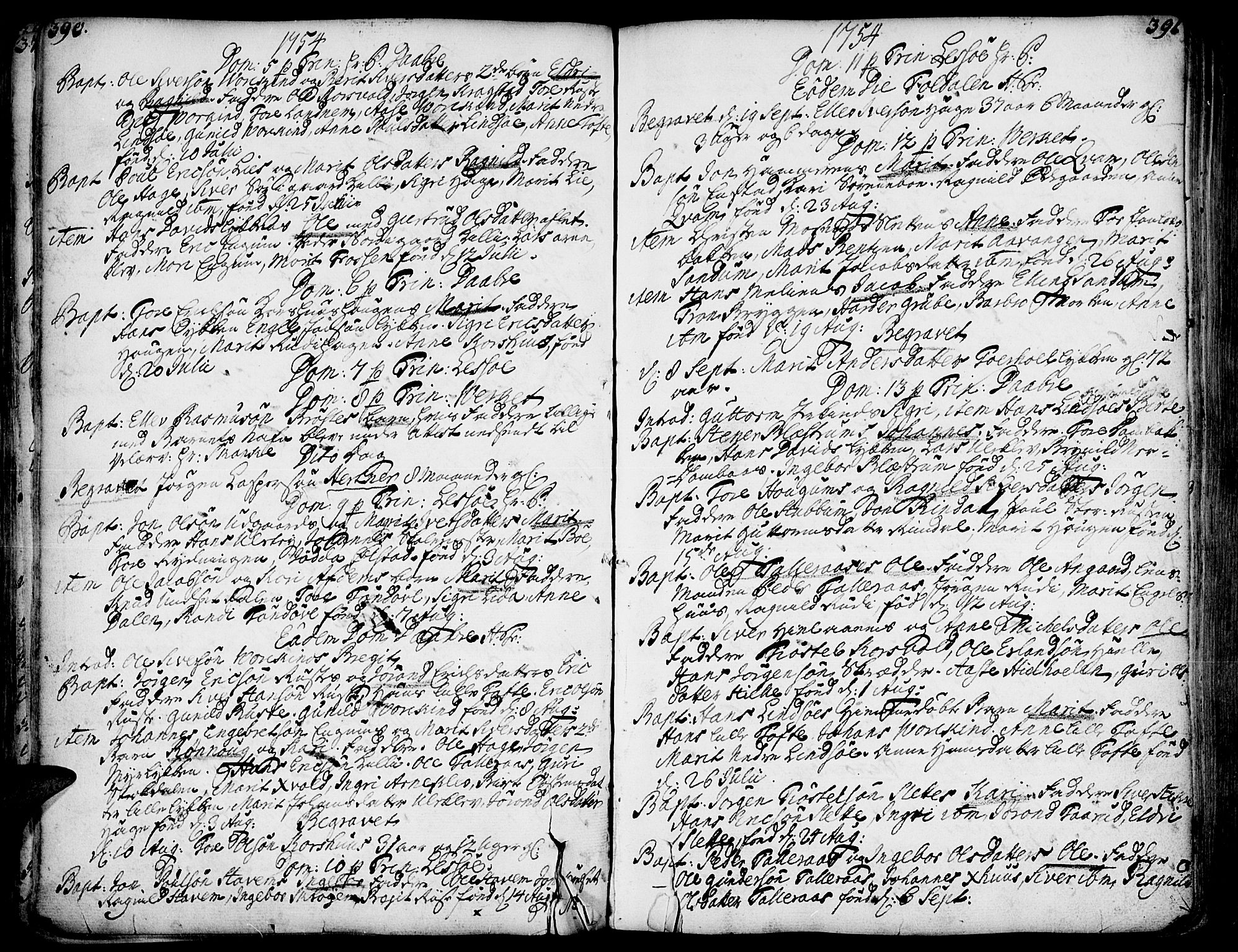 Lesja prestekontor, AV/SAH-PREST-068/H/Ha/Haa/L0002: Parish register (official) no. 2, 1732-1776, p. 390-391