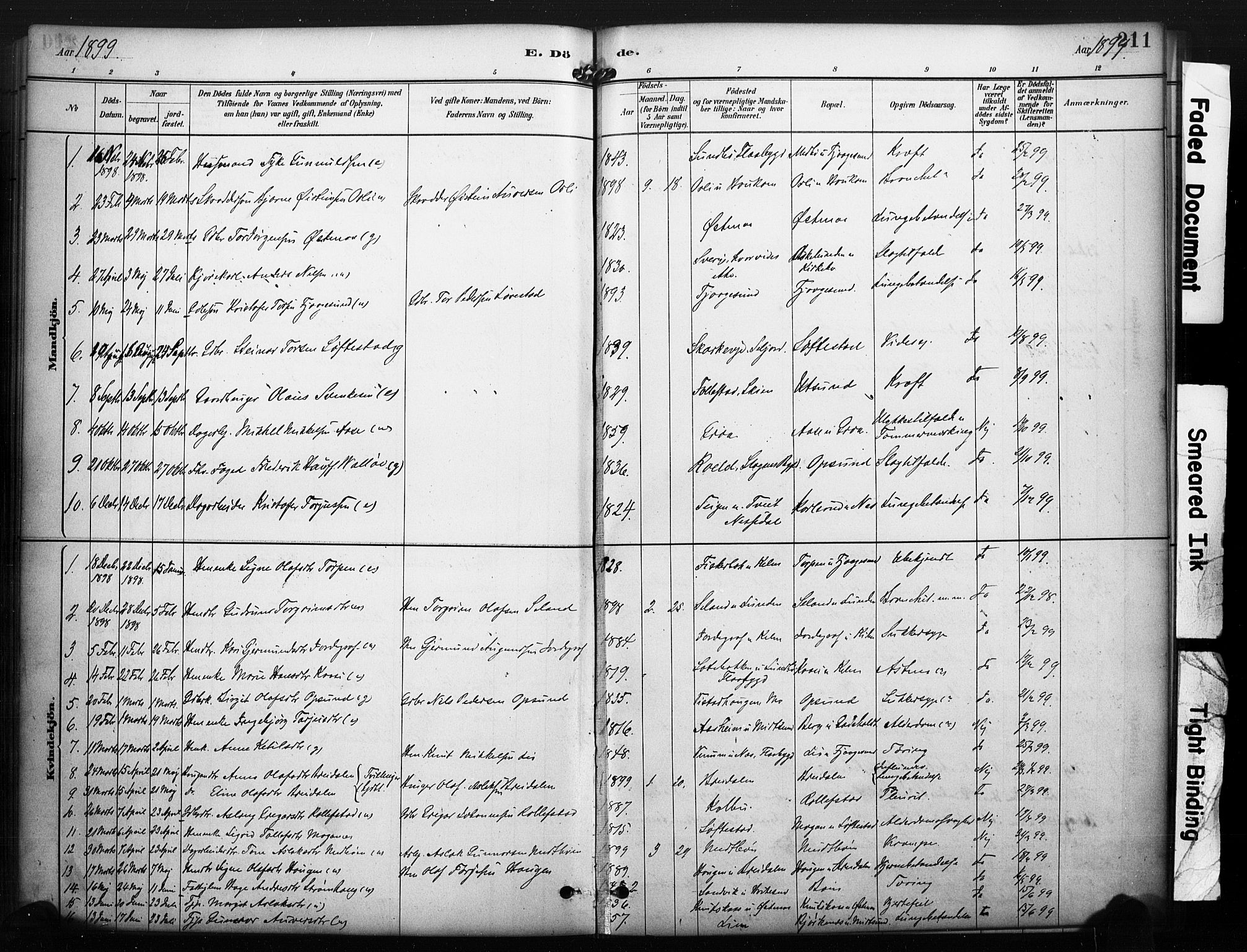 Kviteseid kirkebøker, SAKO/A-276/F/Fa/L0008: Parish register (official) no. I 8, 1882-1903, p. 211