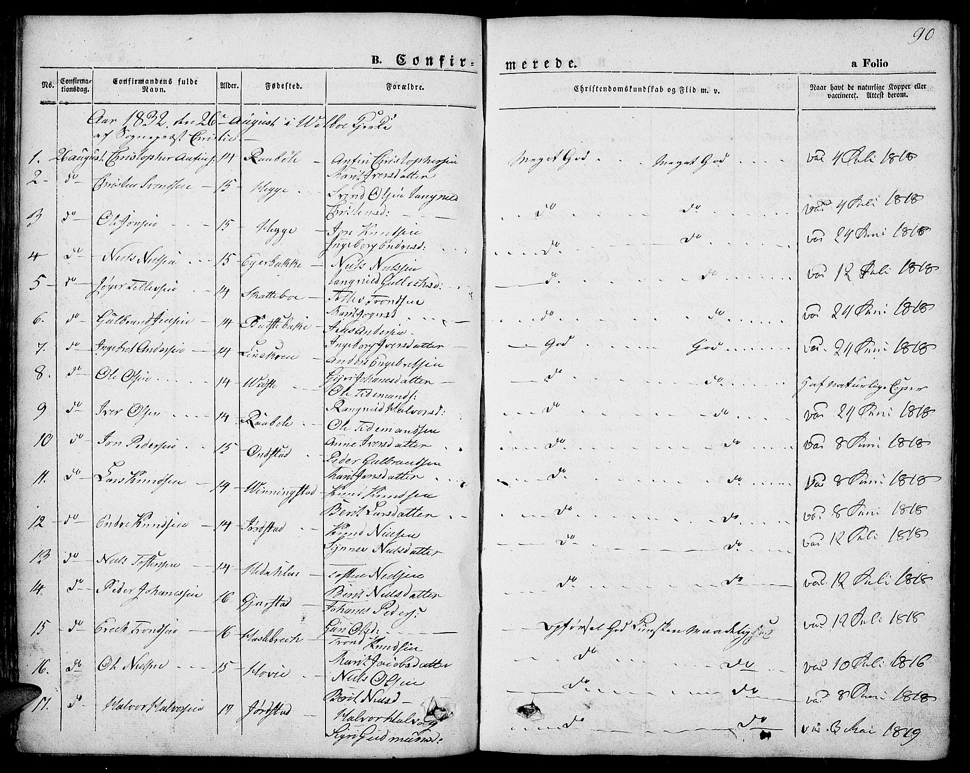 Slidre prestekontor, SAH/PREST-134/H/Ha/Haa/L0004: Parish register (official) no. 4, 1831-1848, p. 90