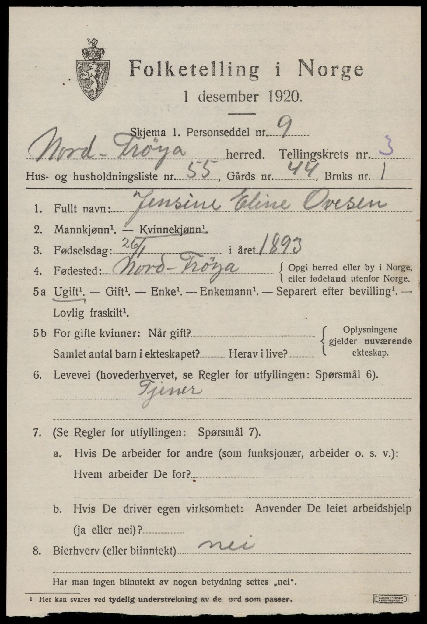 SAT, 1920 census for Nord-Frøya, 1920, p. 8125