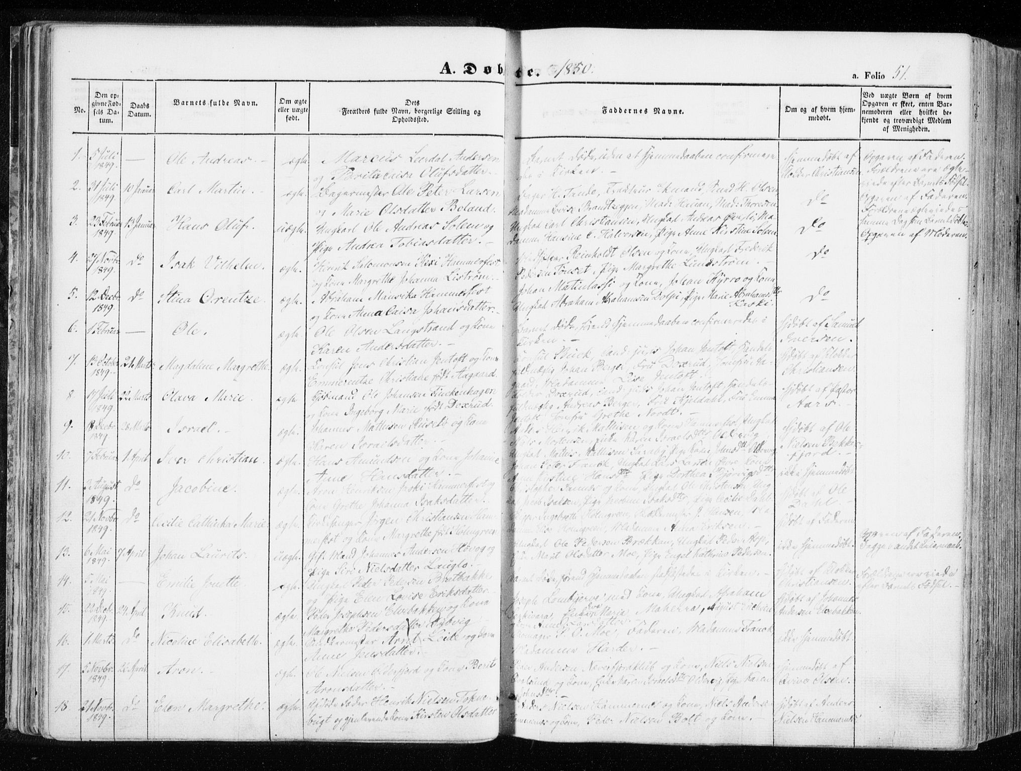 Hammerfest sokneprestkontor, SATØ/S-1347/H/Ha/L0004.kirke: Parish register (official) no. 4, 1843-1856, p. 51
