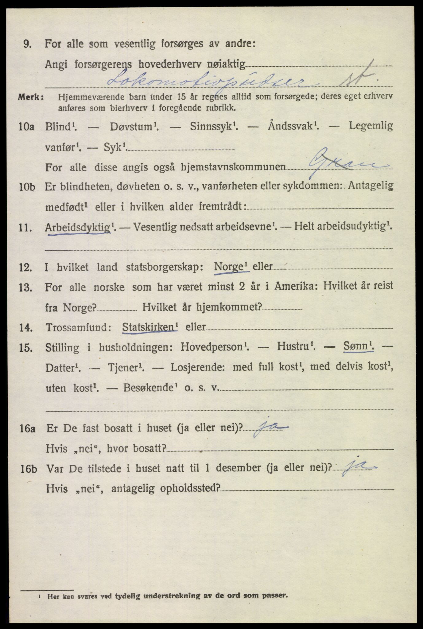 SAH, 1920 census for Gran, 1920, p. 1725