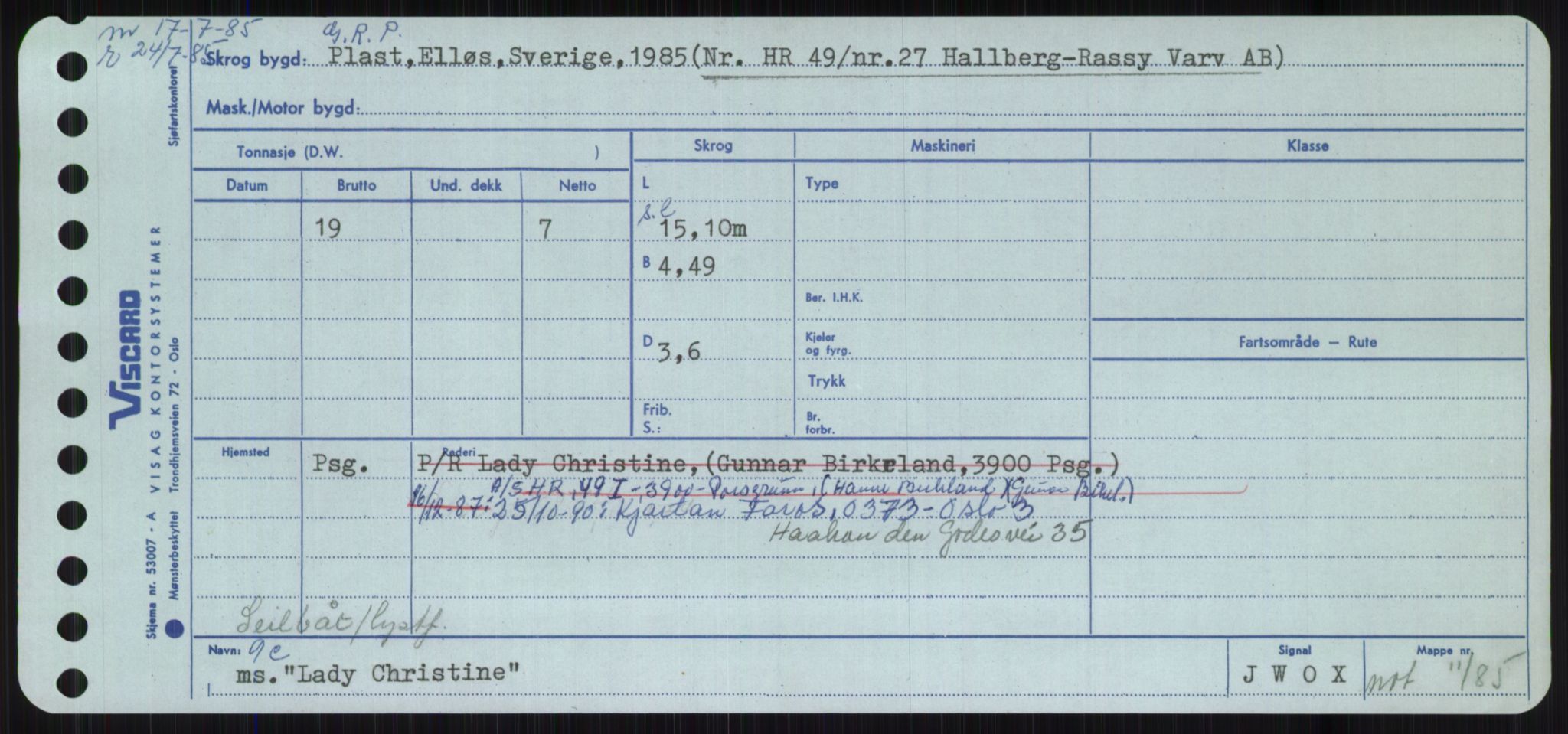 Sjøfartsdirektoratet med forløpere, Skipsmålingen, RA/S-1627/H/Ha/L0003/0002: Fartøy, Hilm-Mar / Fartøy, Kom-Mar, p. 239