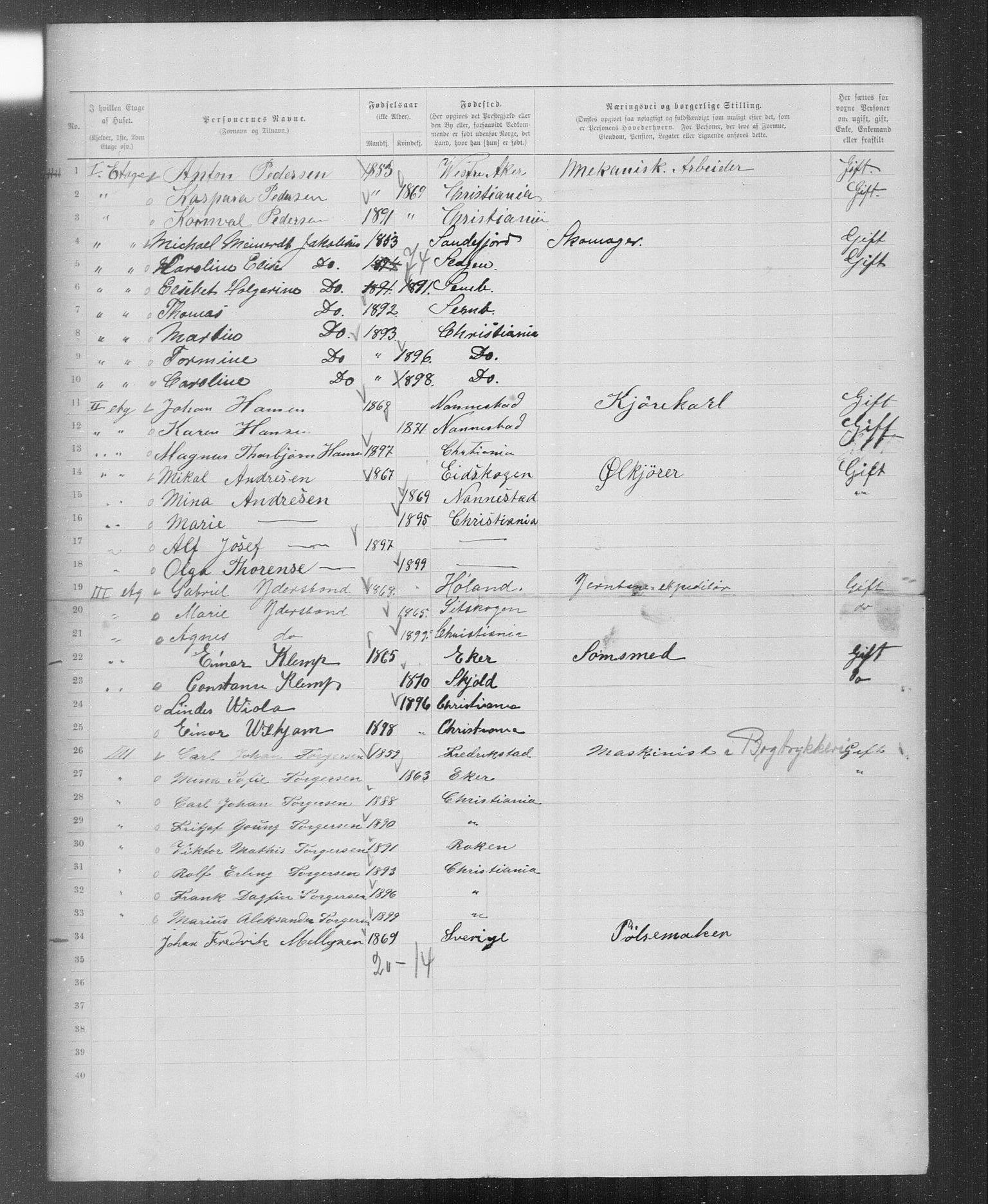 OBA, Municipal Census 1899 for Kristiania, 1899, p. 5624