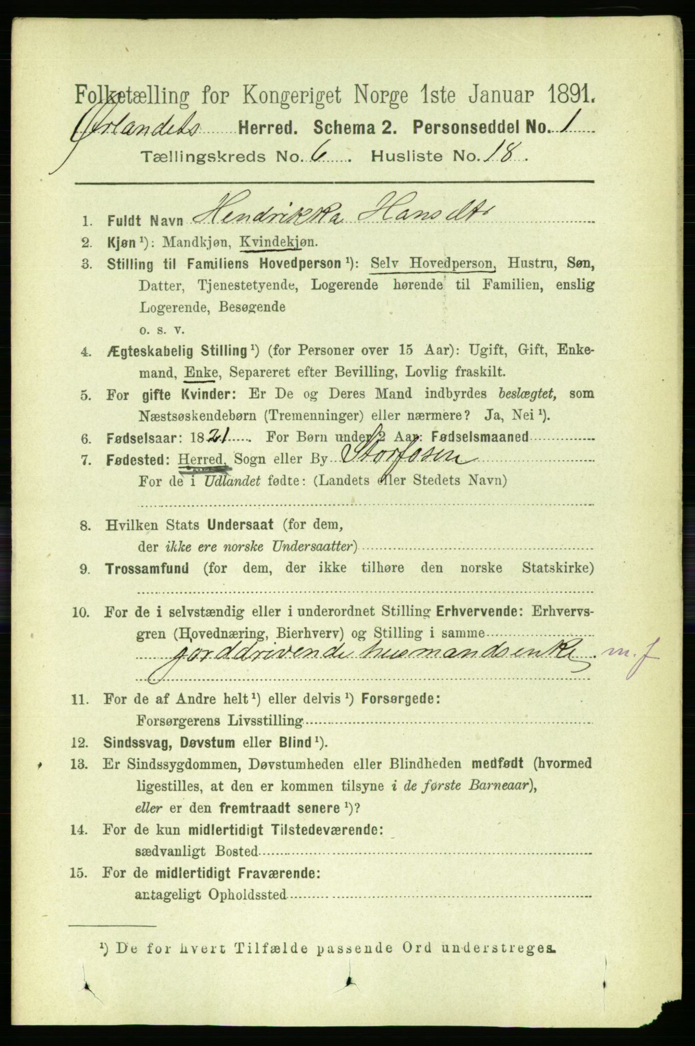 RA, 1891 census for 1621 Ørland, 1891, p. 1951