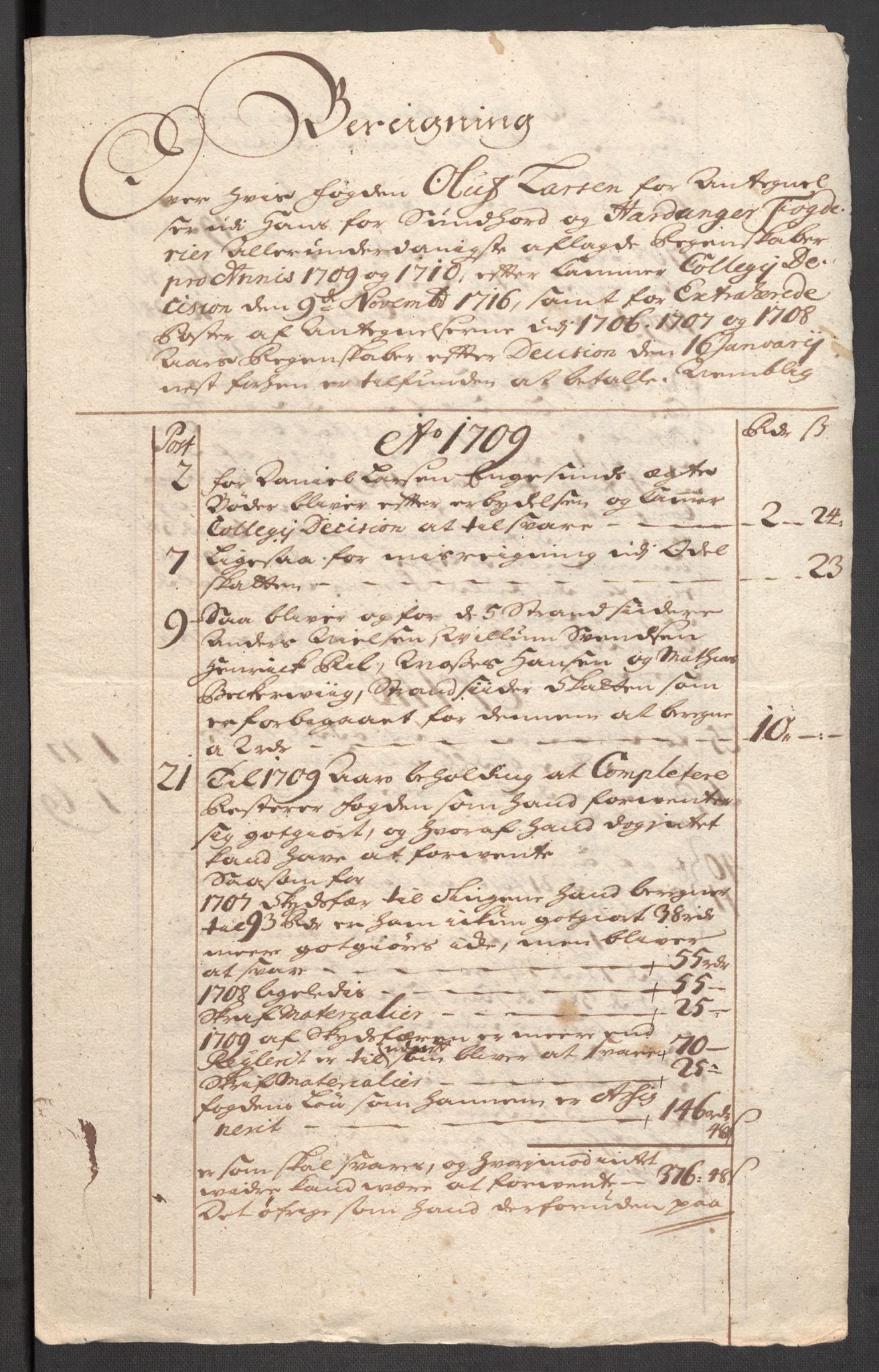 Rentekammeret inntil 1814, Reviderte regnskaper, Fogderegnskap, AV/RA-EA-4092/R48/L2986: Fogderegnskap Sunnhordland og Hardanger, 1709-1710, p. 712