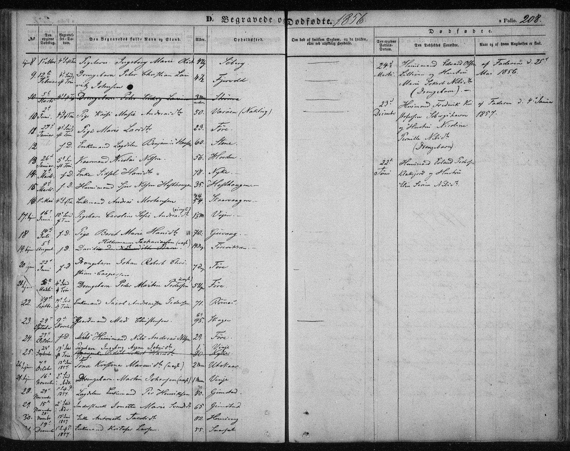 Ministerialprotokoller, klokkerbøker og fødselsregistre - Nordland, SAT/A-1459/891/L1300: Parish register (official) no. 891A05, 1856-1870, p. 208