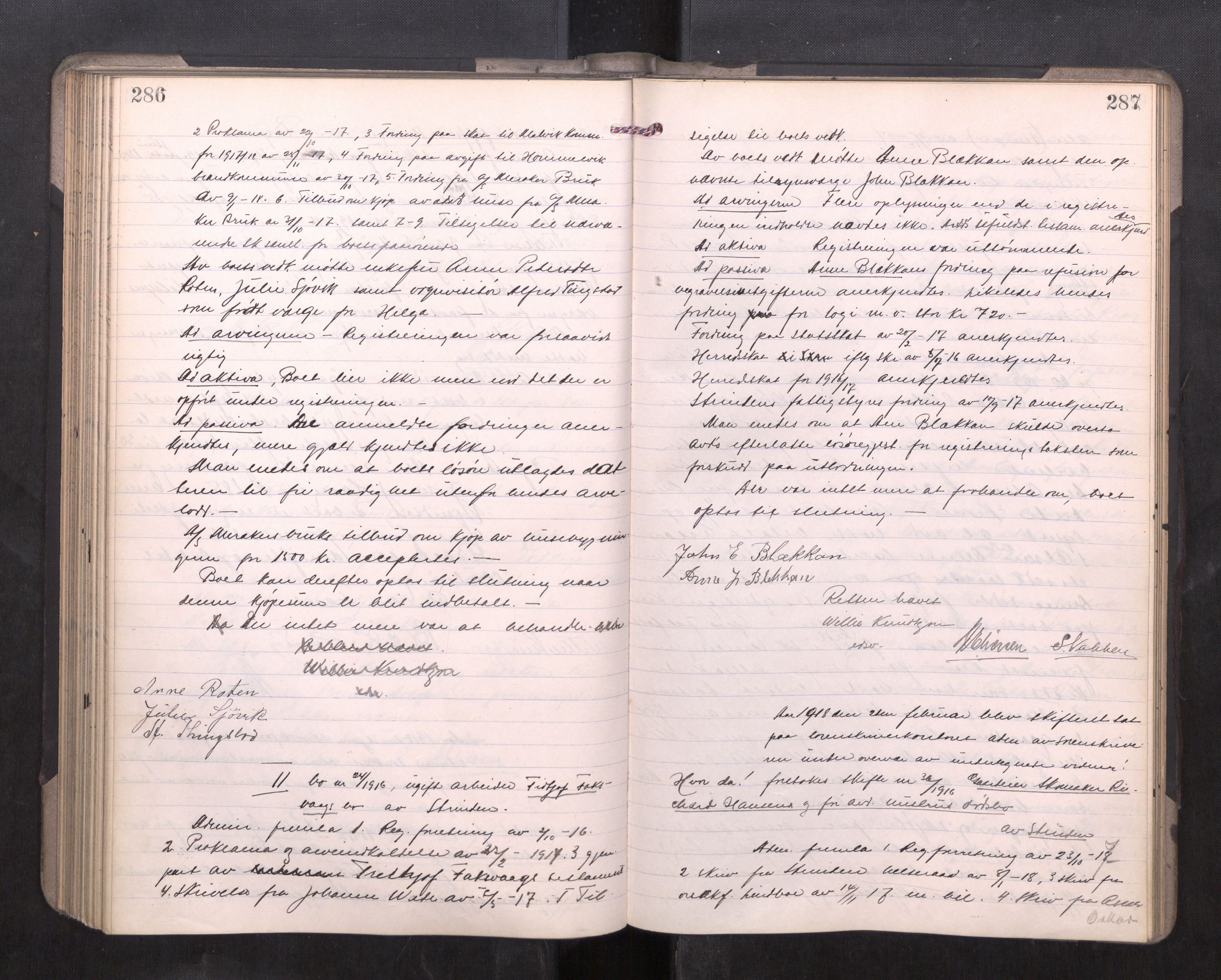 Strinda og Selbu sorenskriveri, AV/SAT-A-0015/3/3B/L0012: Skifteforhandlingsprot. 12, 1915-1919, p. 286-287