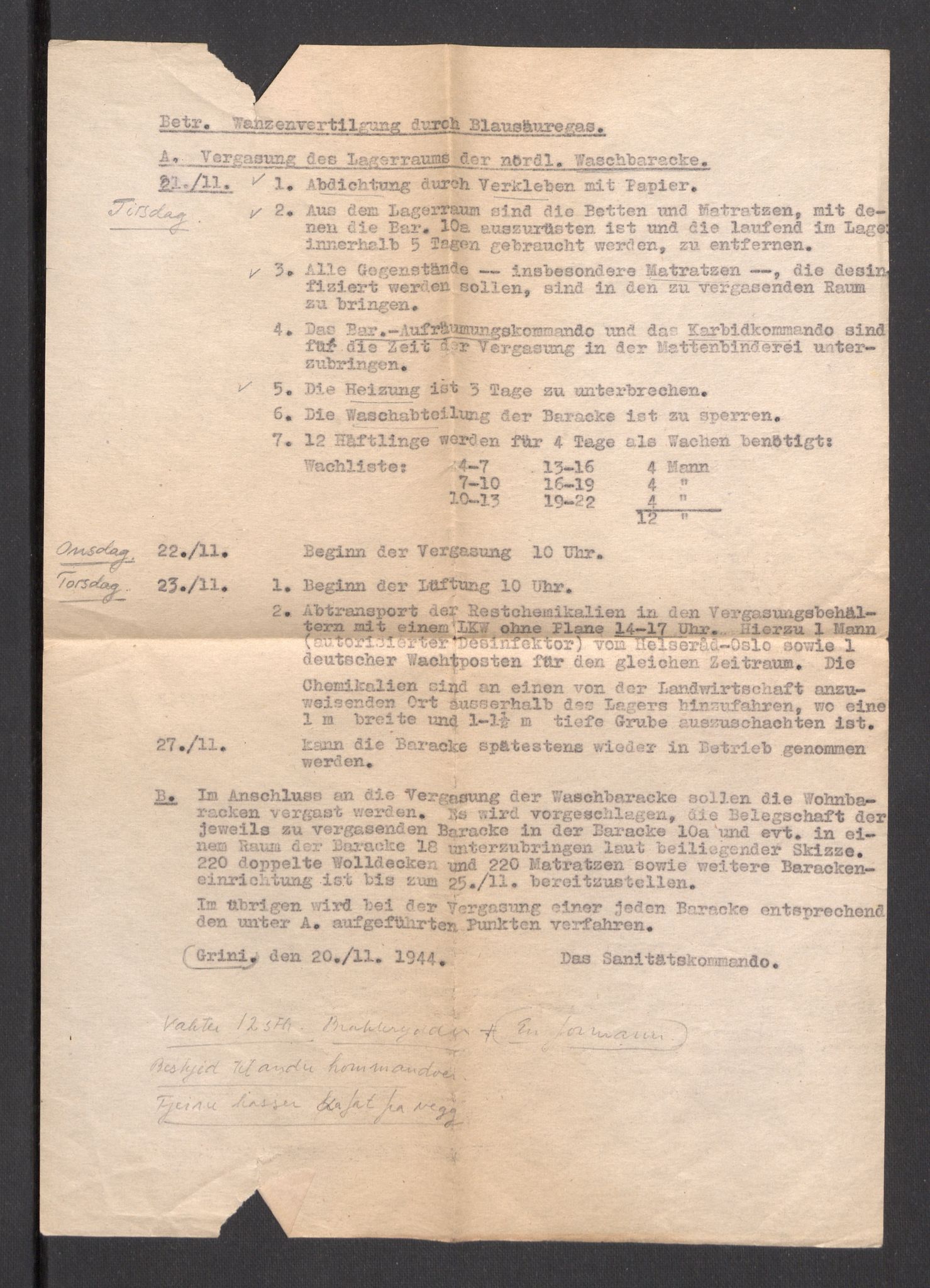 Befehlshaber der Sicherheitspolizei und des SD, AV/RA-RAFA-5969/F/Fa/Faa/L0030: Desinfeksjonskommandoen. Sanitetskommando. Latrinekommando (Abortkommando), 1945