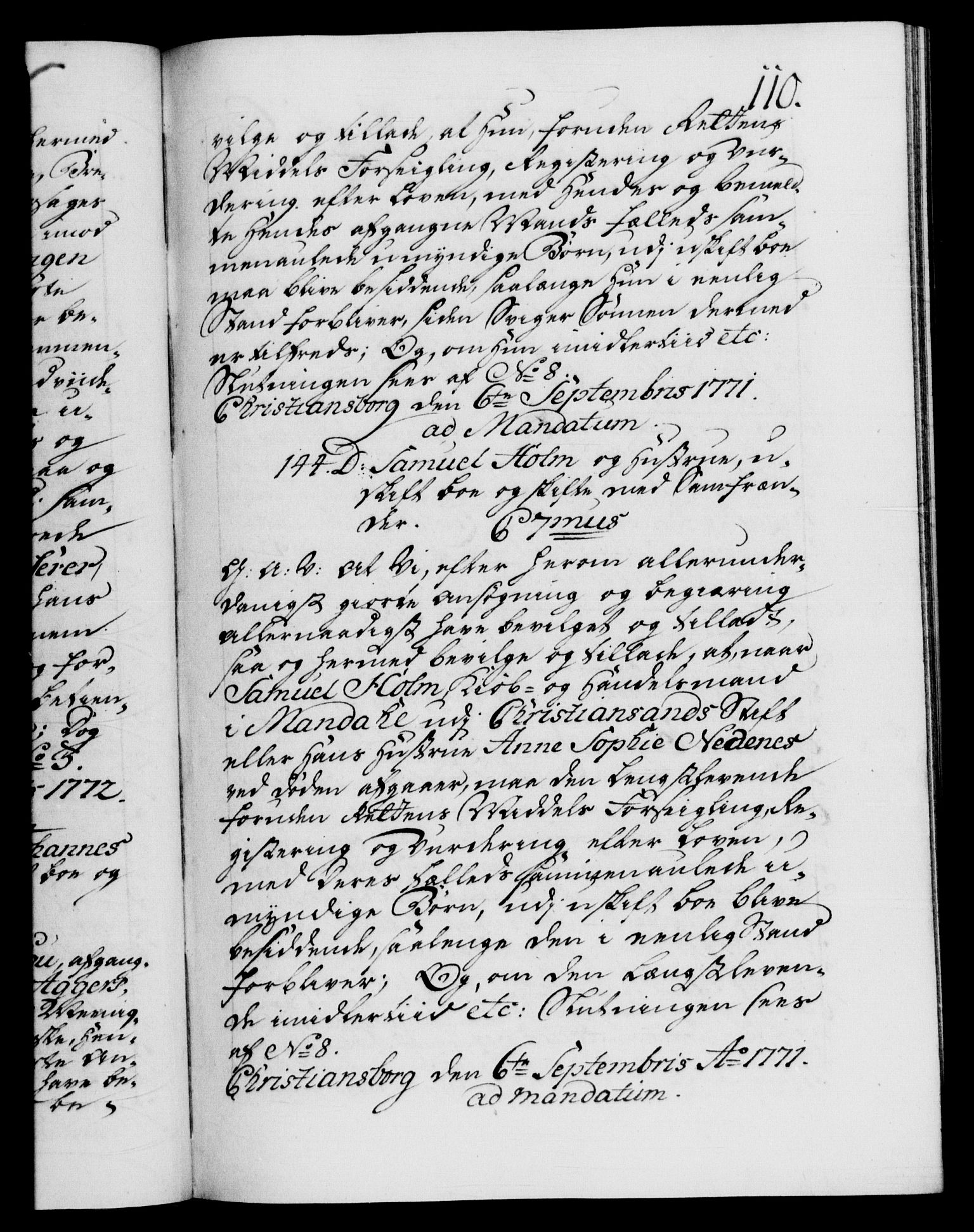 Danske Kanselli 1572-1799, RA/EA-3023/F/Fc/Fca/Fcaa/L0045: Norske registre "Norske eller 3. dept.s åpne brev, 1771-1773, p. 110a
