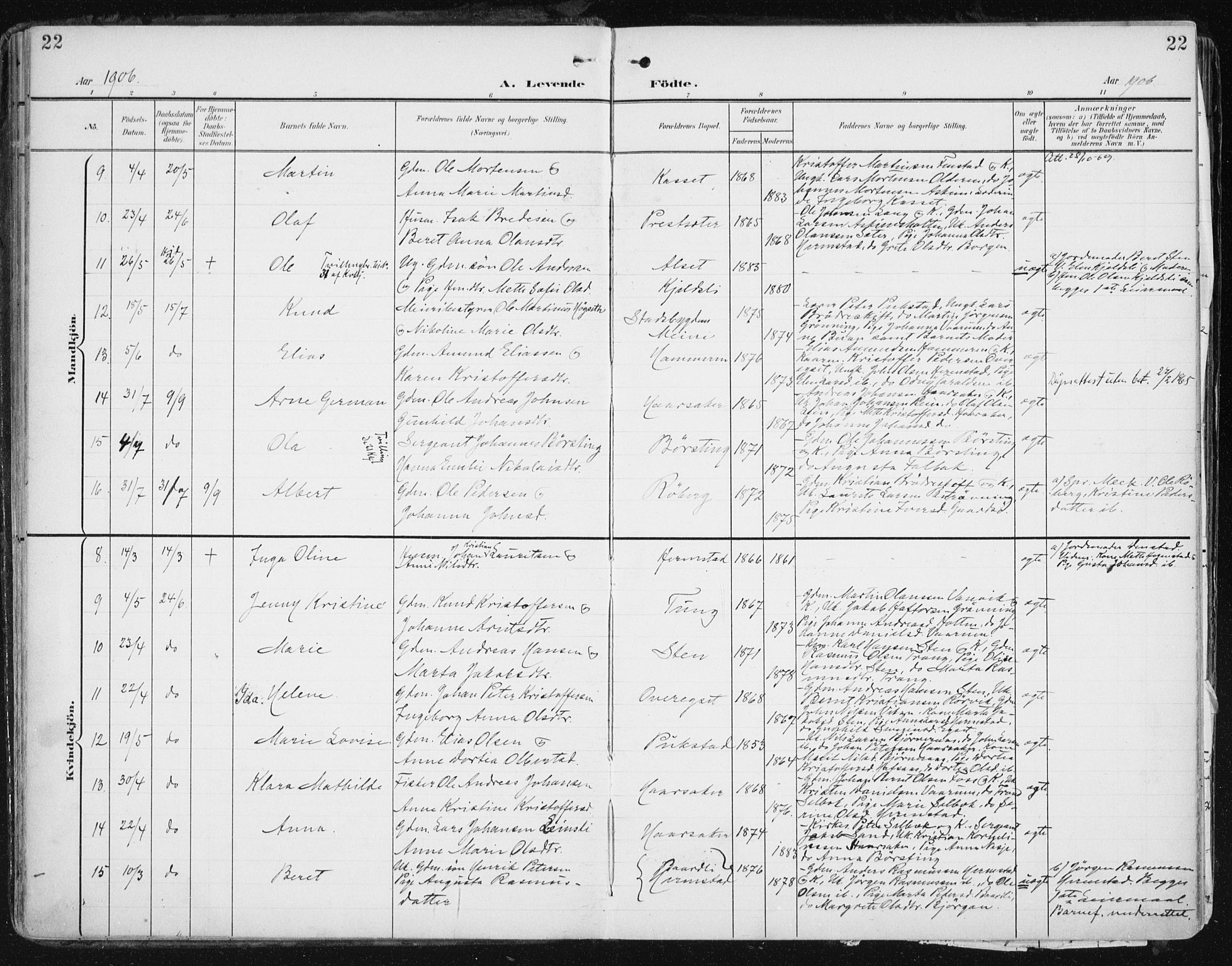 Ministerialprotokoller, klokkerbøker og fødselsregistre - Sør-Trøndelag, SAT/A-1456/646/L0616: Parish register (official) no. 646A14, 1900-1918, p. 22