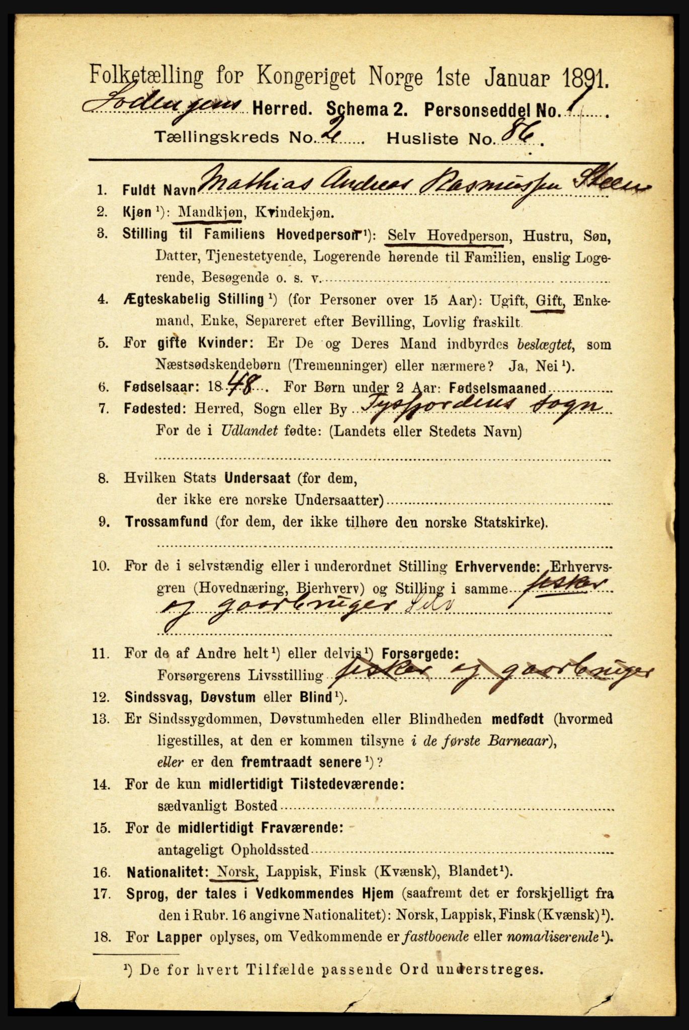 RA, 1891 census for 1851 Lødingen, 1891, p. 1287