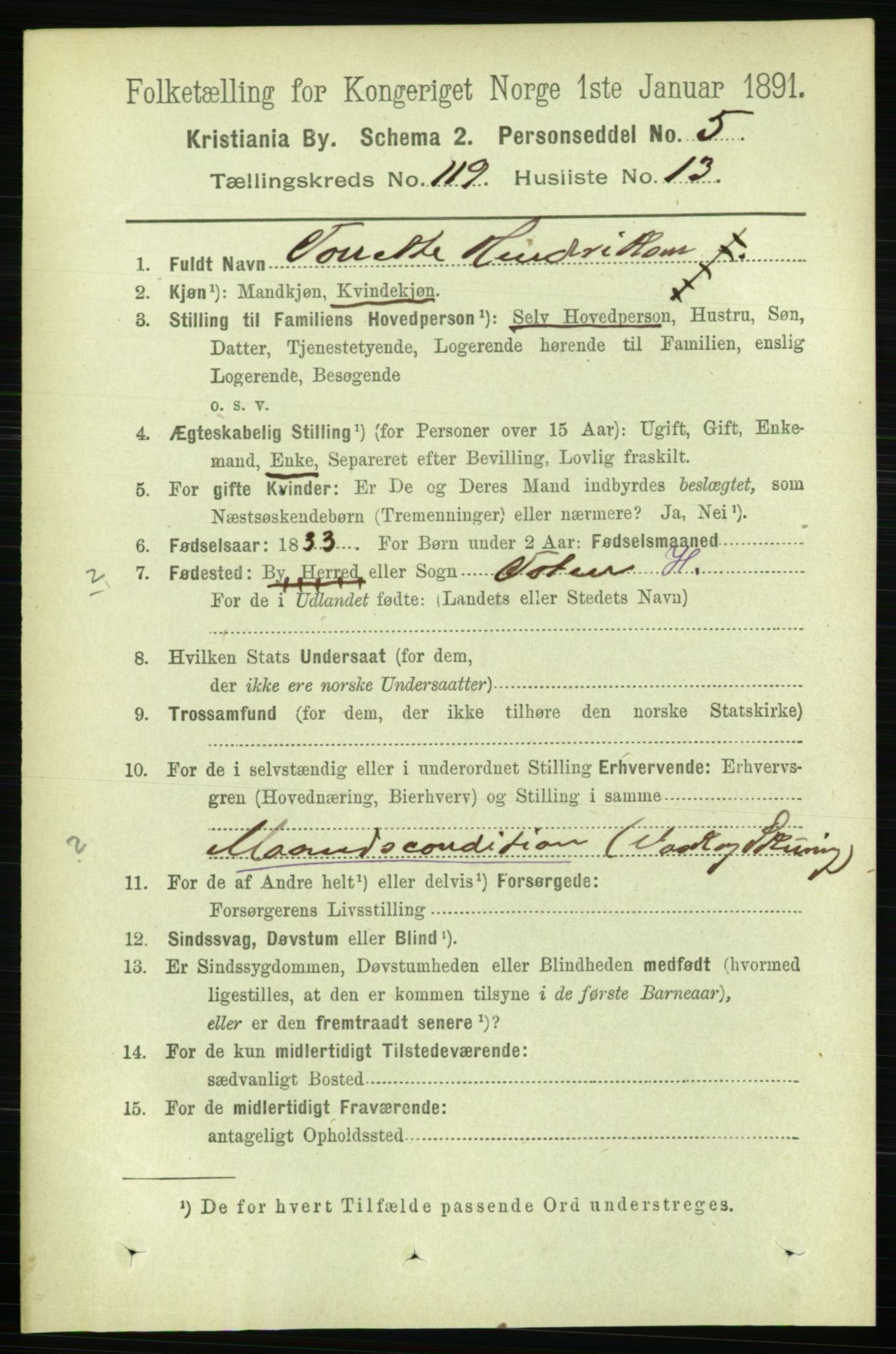 RA, 1891 census for 0301 Kristiania, 1891, p. 63863