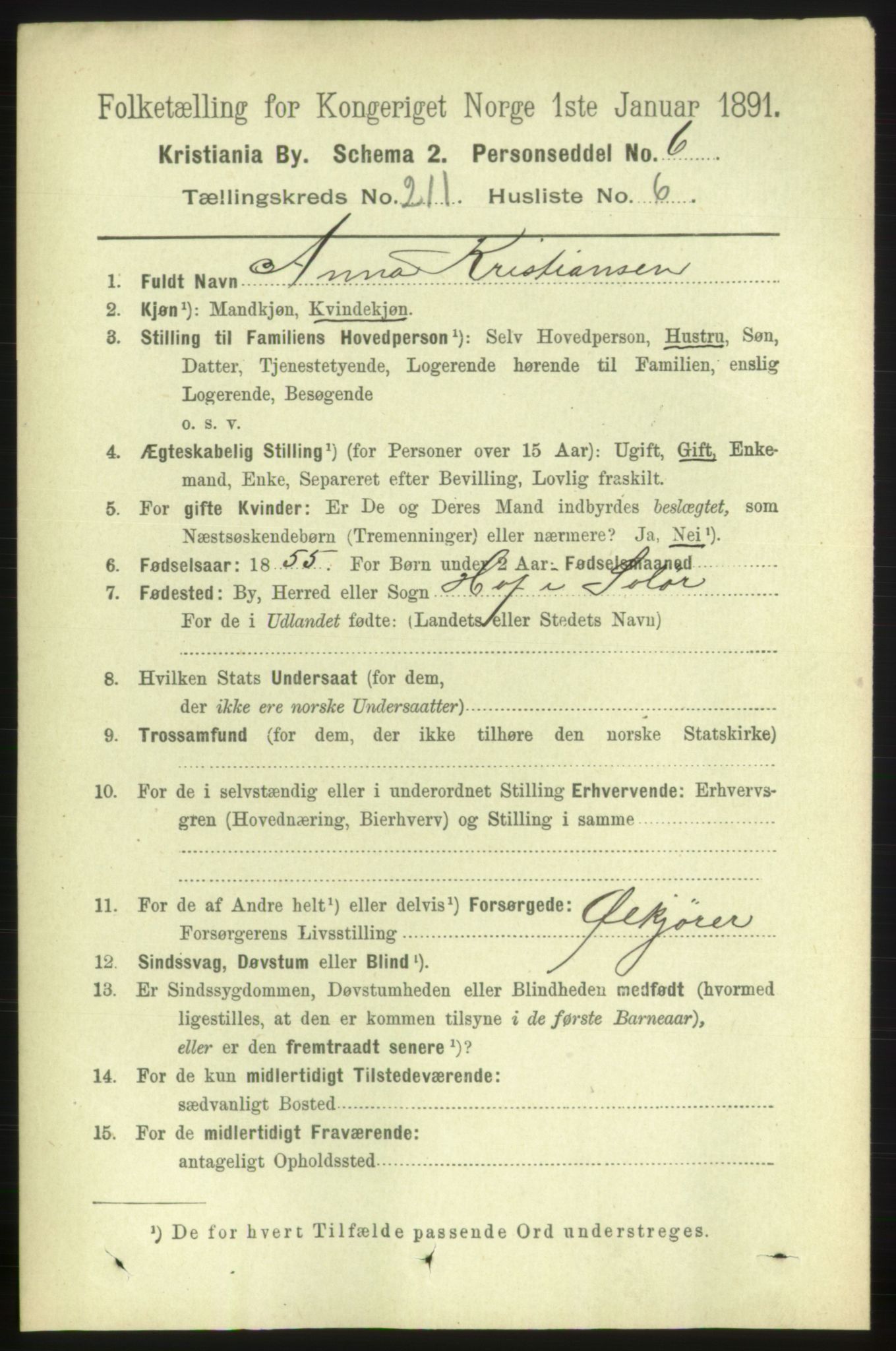 RA, 1891 census for 0301 Kristiania, 1891, p. 125999