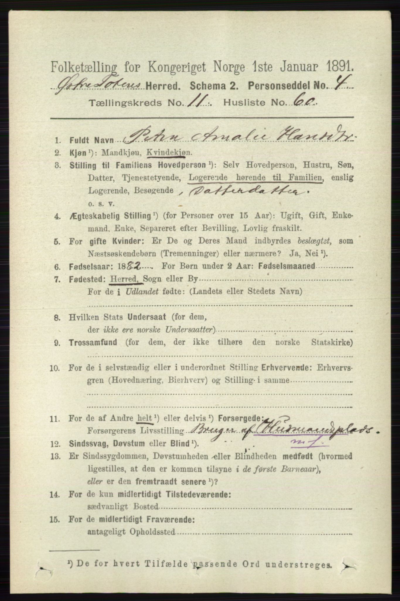 RA, 1891 census for 0528 Østre Toten, 1891, p. 7314