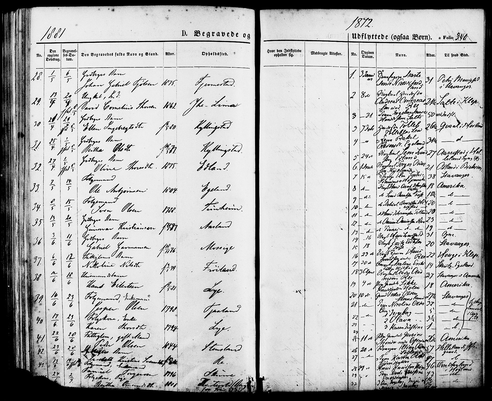 Lye sokneprestkontor, SAST/A-101794/001/30BA/L0008: Parish register (official) no. A 7, 1872-1881, p. 340