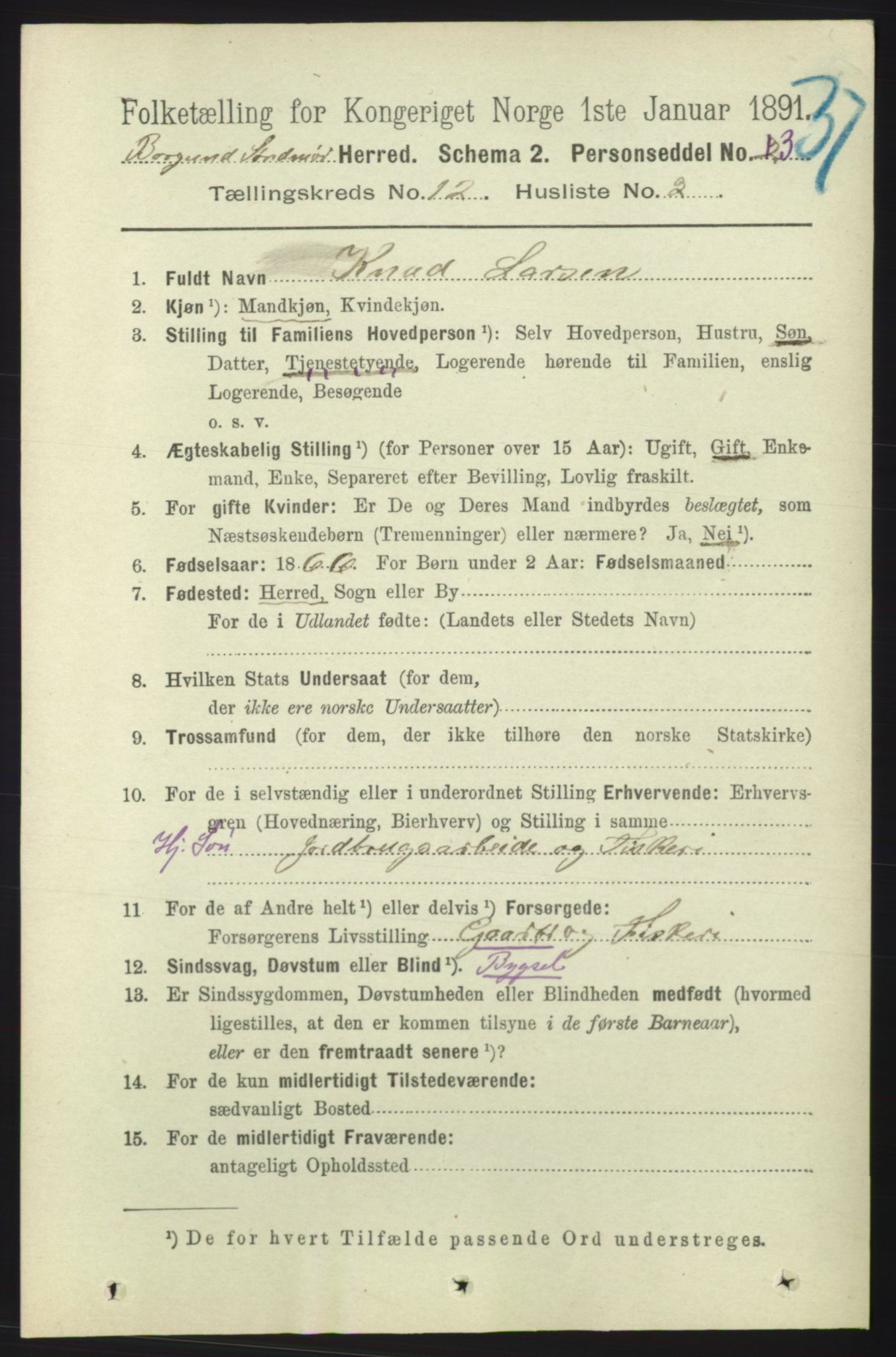 RA, 1891 census for 1531 Borgund, 1891, p. 3203