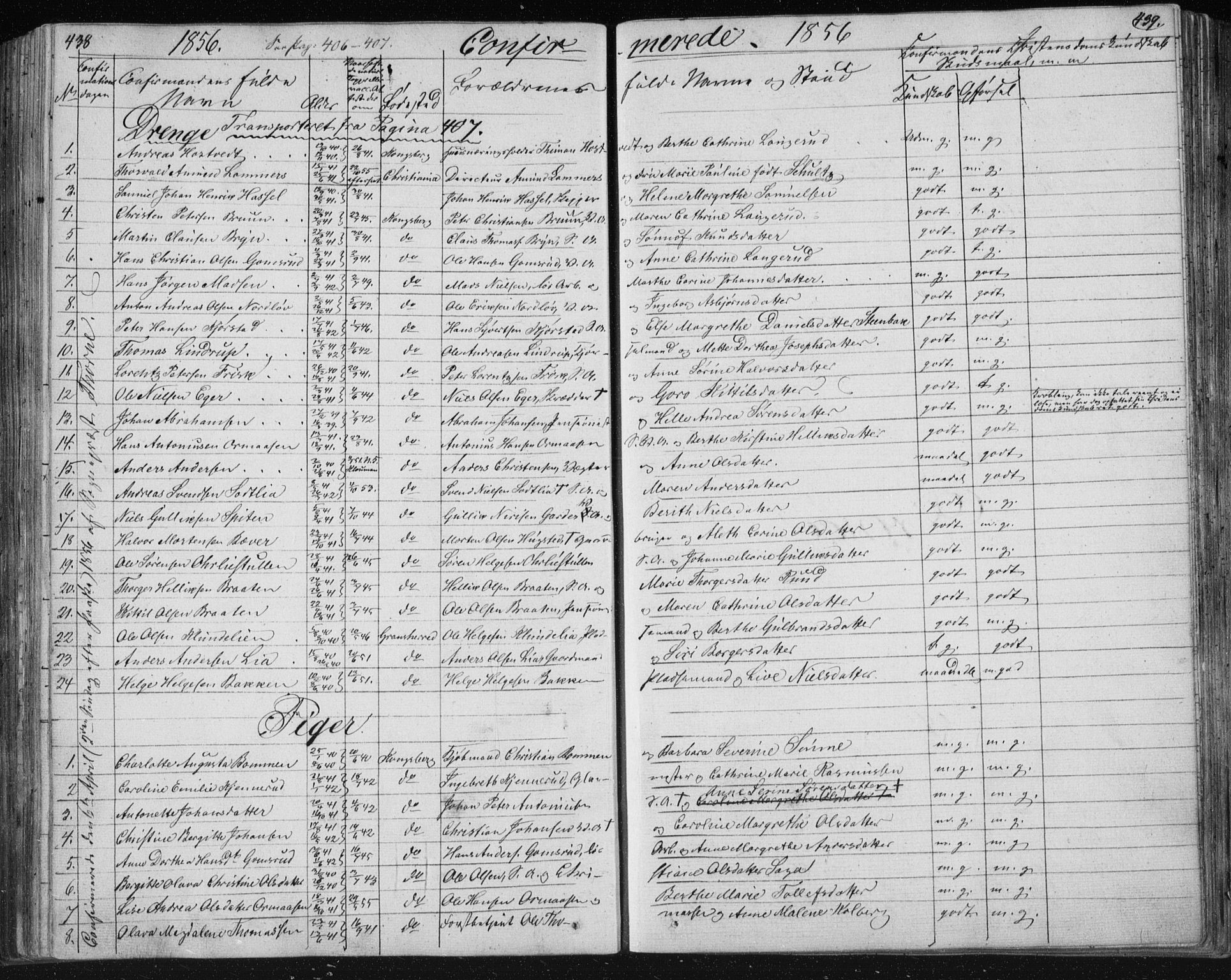 Kongsberg kirkebøker, SAKO/A-22/F/Fa/L0009: Parish register (official) no. I 9, 1839-1858, p. 438-439