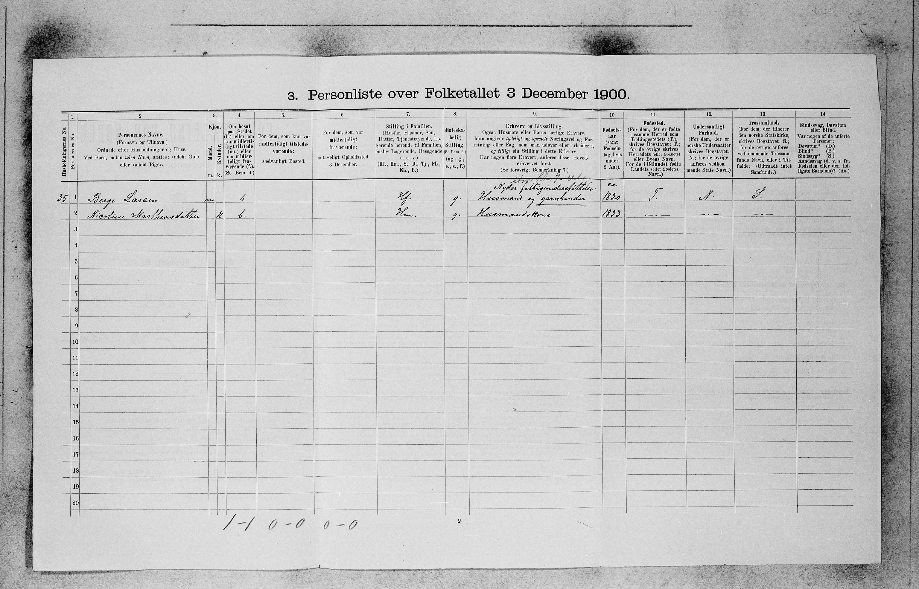 SAB, 1900 census for Selje, 1900, p. 340