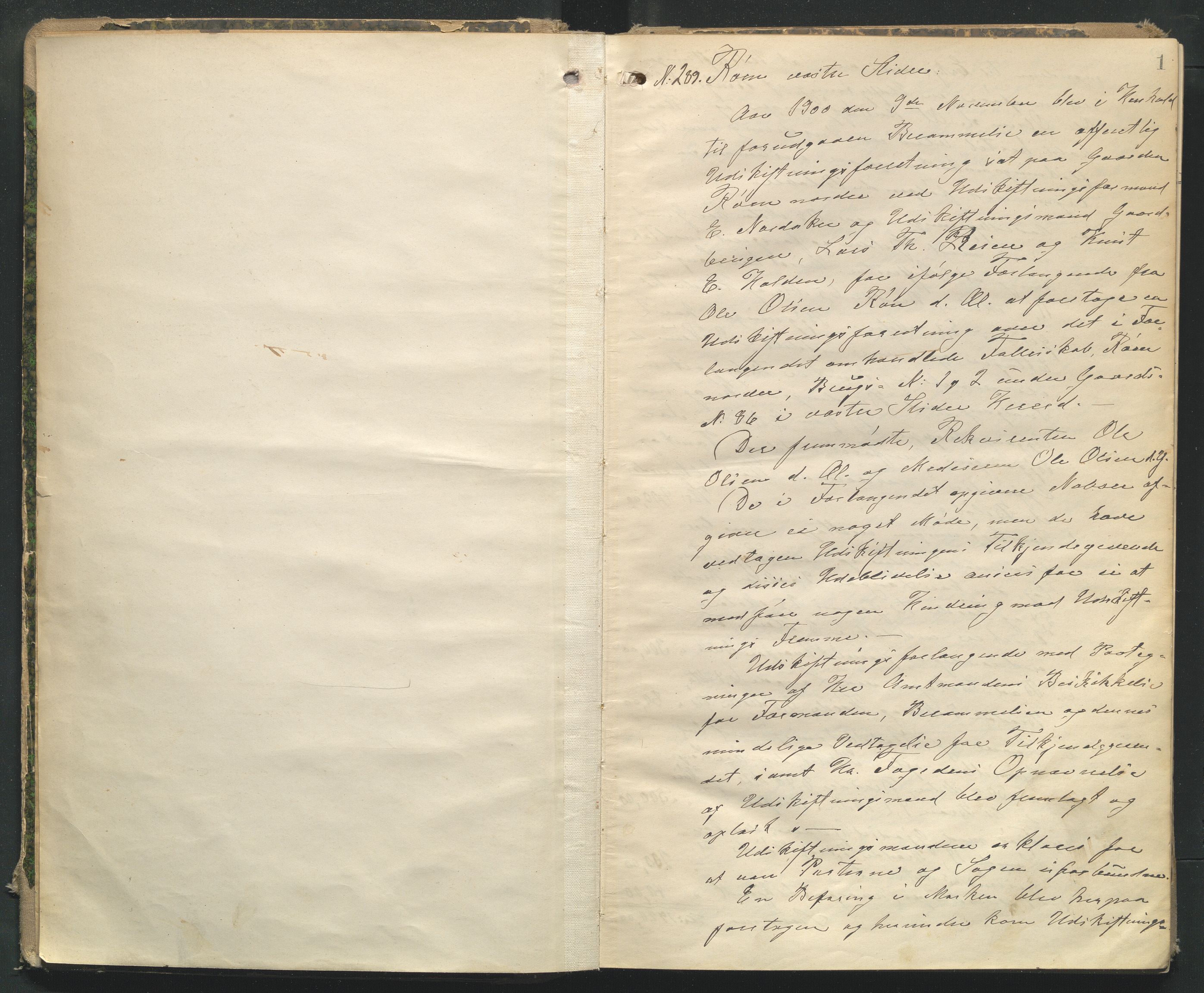 Utskiftningsformannen i Oppland fylke, AV/SAH-JORDSKIFTEO-001/H/Ha/Hag/L0006: Forhandlingsprotokoll - Valdres, Land og Gudbrandsdalen (Ringebu og Fåberg), 1900-1904, p. 1