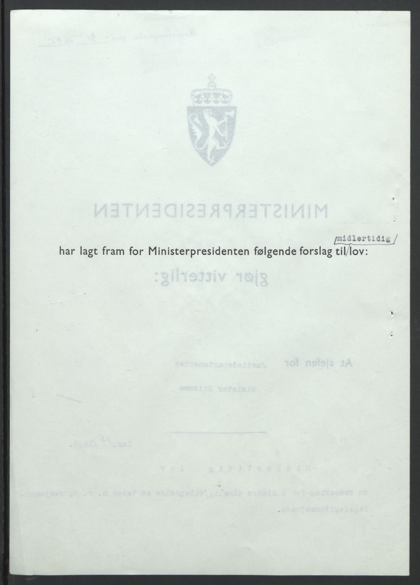 NS-administrasjonen 1940-1945 (Statsrådsekretariatet, de kommisariske statsråder mm), RA/S-4279/D/Db/L0101/0001: -- / Lover og vedtak, 1945, p. 62