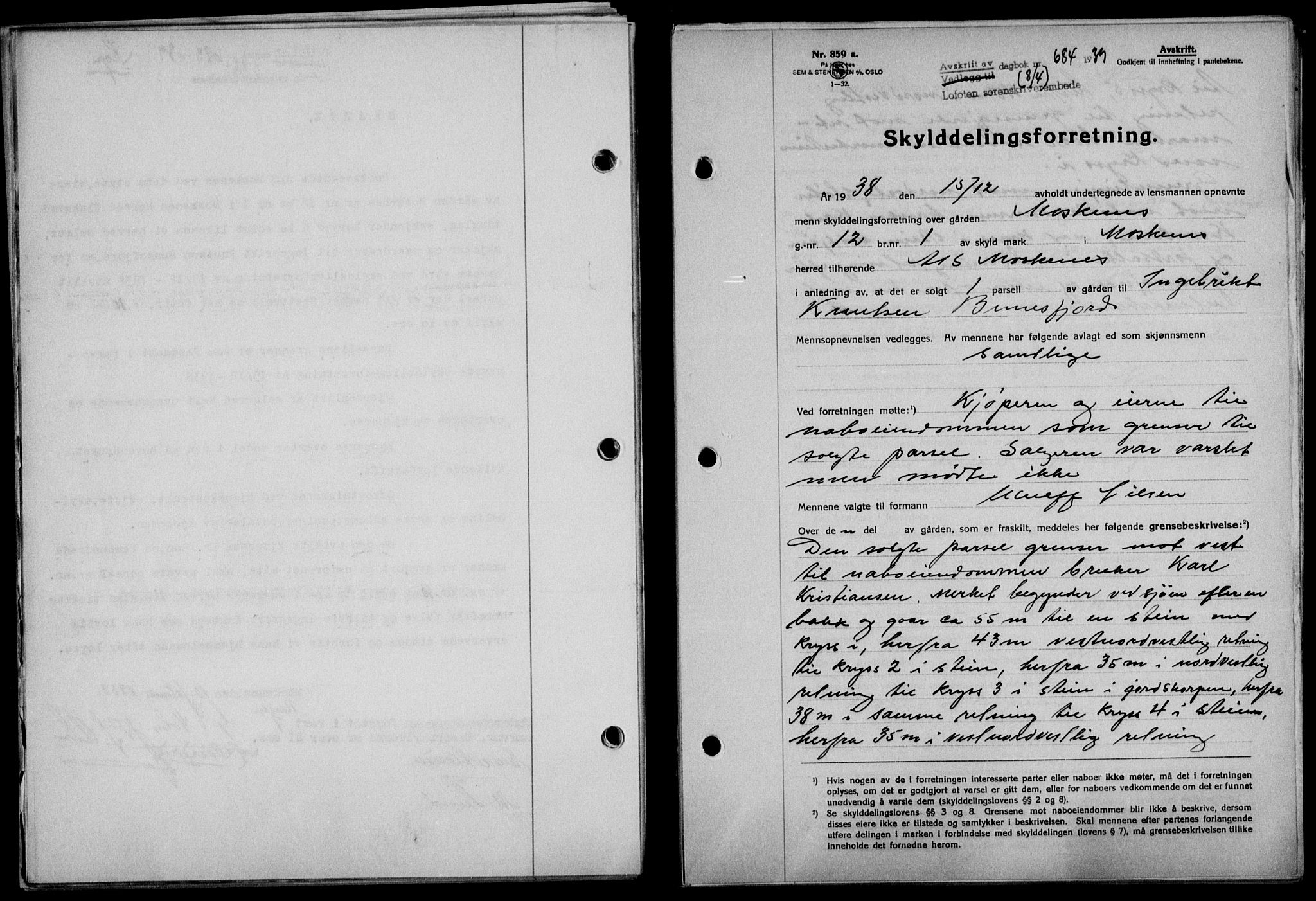 Lofoten sorenskriveri, SAT/A-0017/1/2/2C/L0005a: Mortgage book no. 5a, 1939-1939, Diary no: : 684/1939