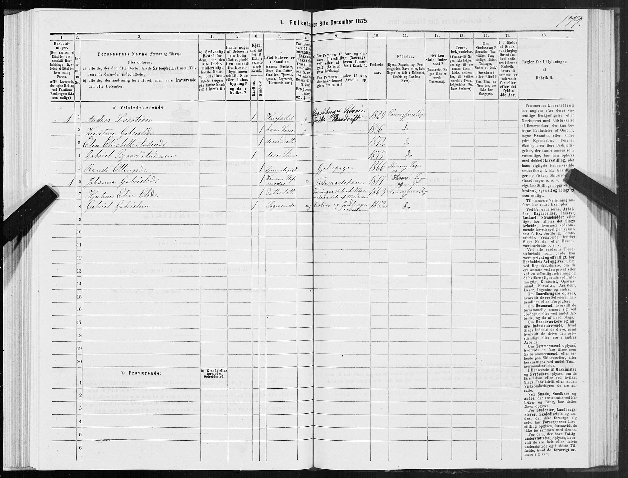 SAT, 1875 census for 1625P Stadsbygd, 1875, p. 6179