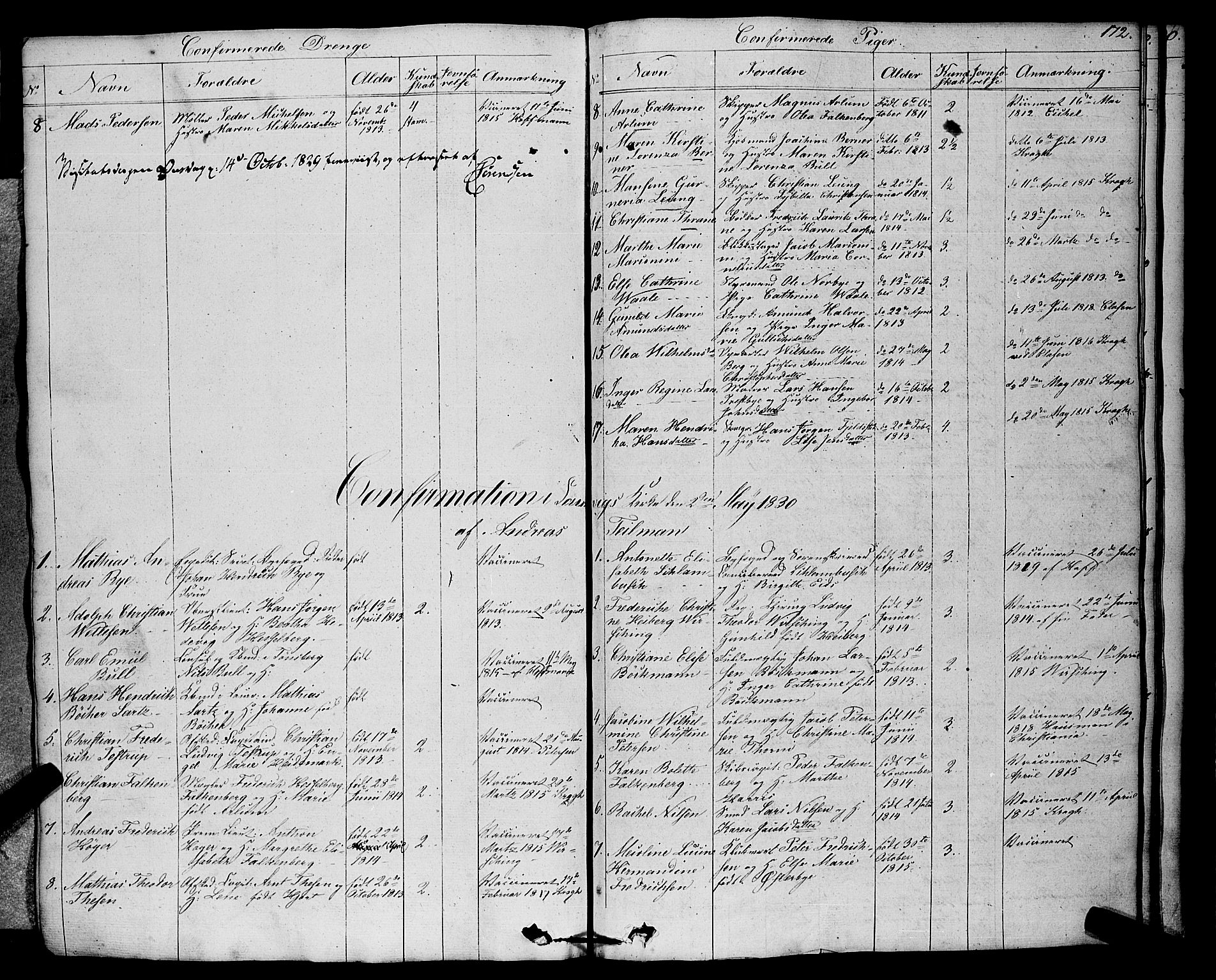 Larvik kirkebøker, AV/SAKO-A-352/F/Fa/L0002: Parish register (official) no. I 2, 1825-1847, p. 172