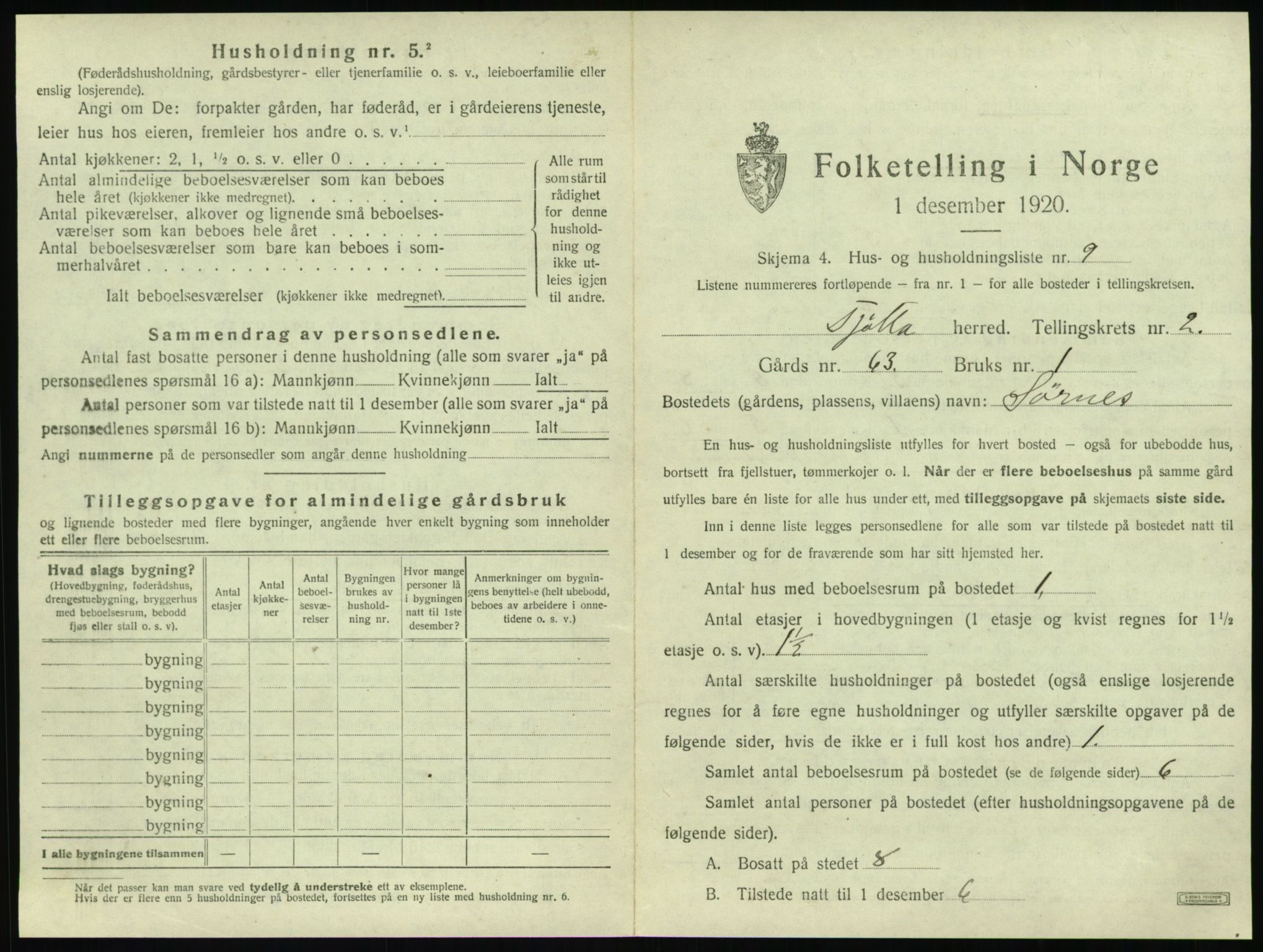 SAT, 1920 census for Tjøtta, 1920, p. 125