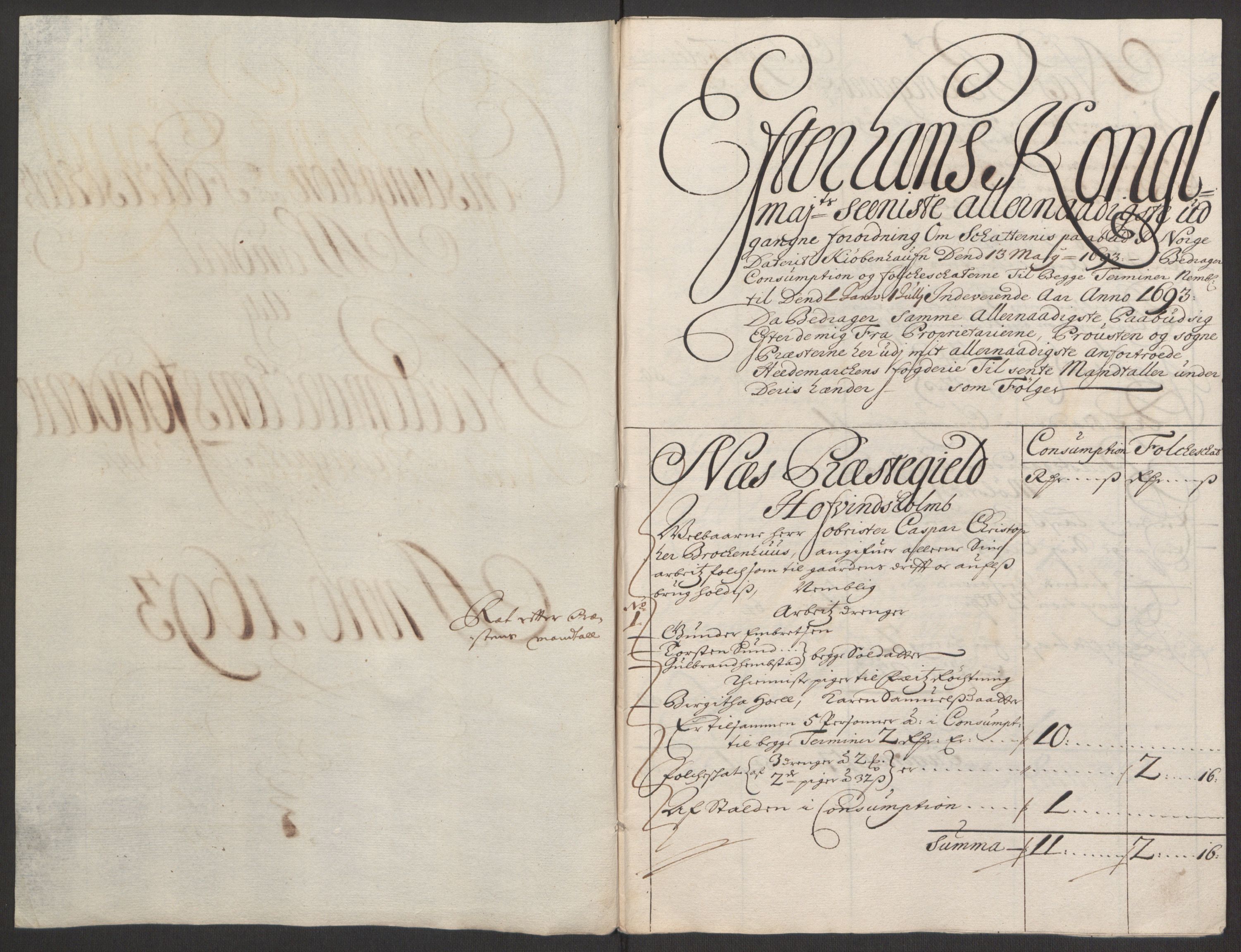 Rentekammeret inntil 1814, Reviderte regnskaper, Fogderegnskap, RA/EA-4092/R16/L1034: Fogderegnskap Hedmark, 1693, p. 99