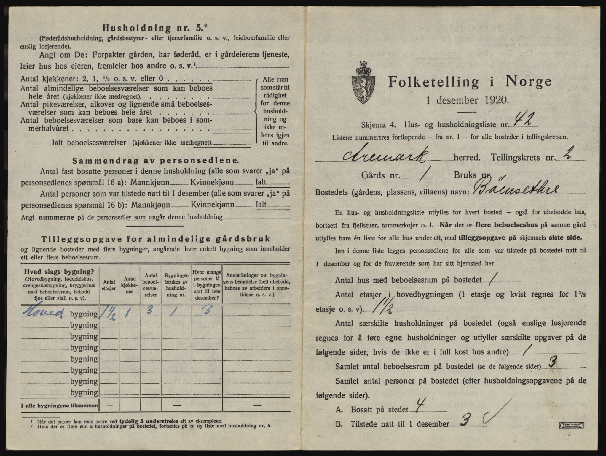 SAO, 1920 census for Aremark, 1920, p. 275