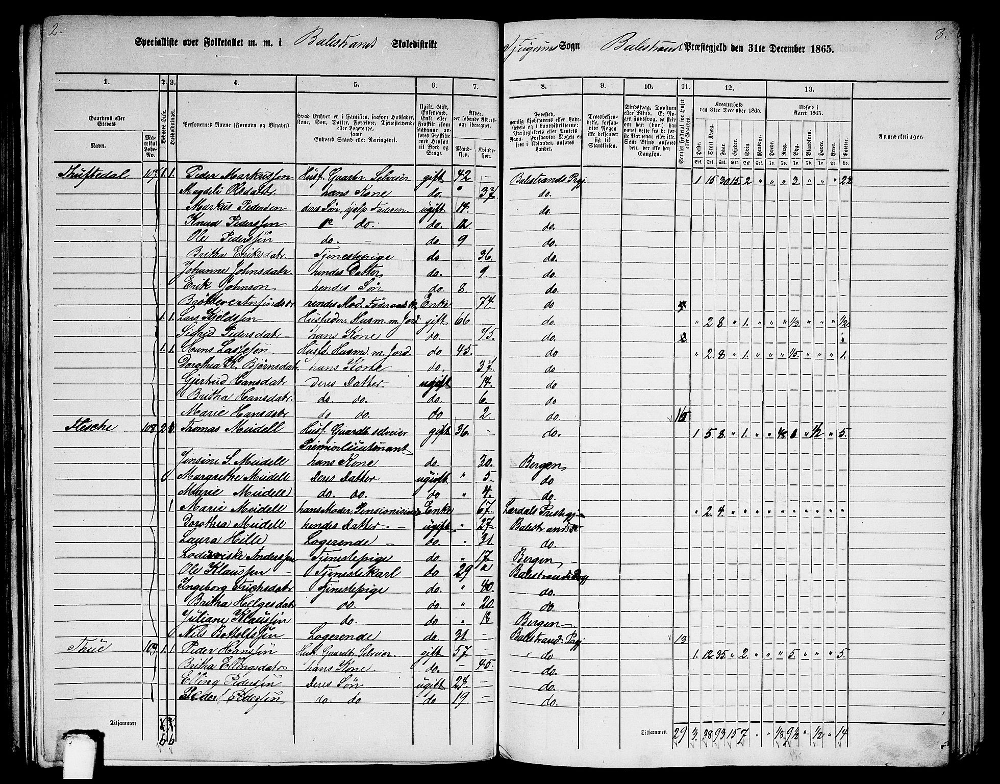 RA, 1865 census for Balestrand, 1865, p. 7