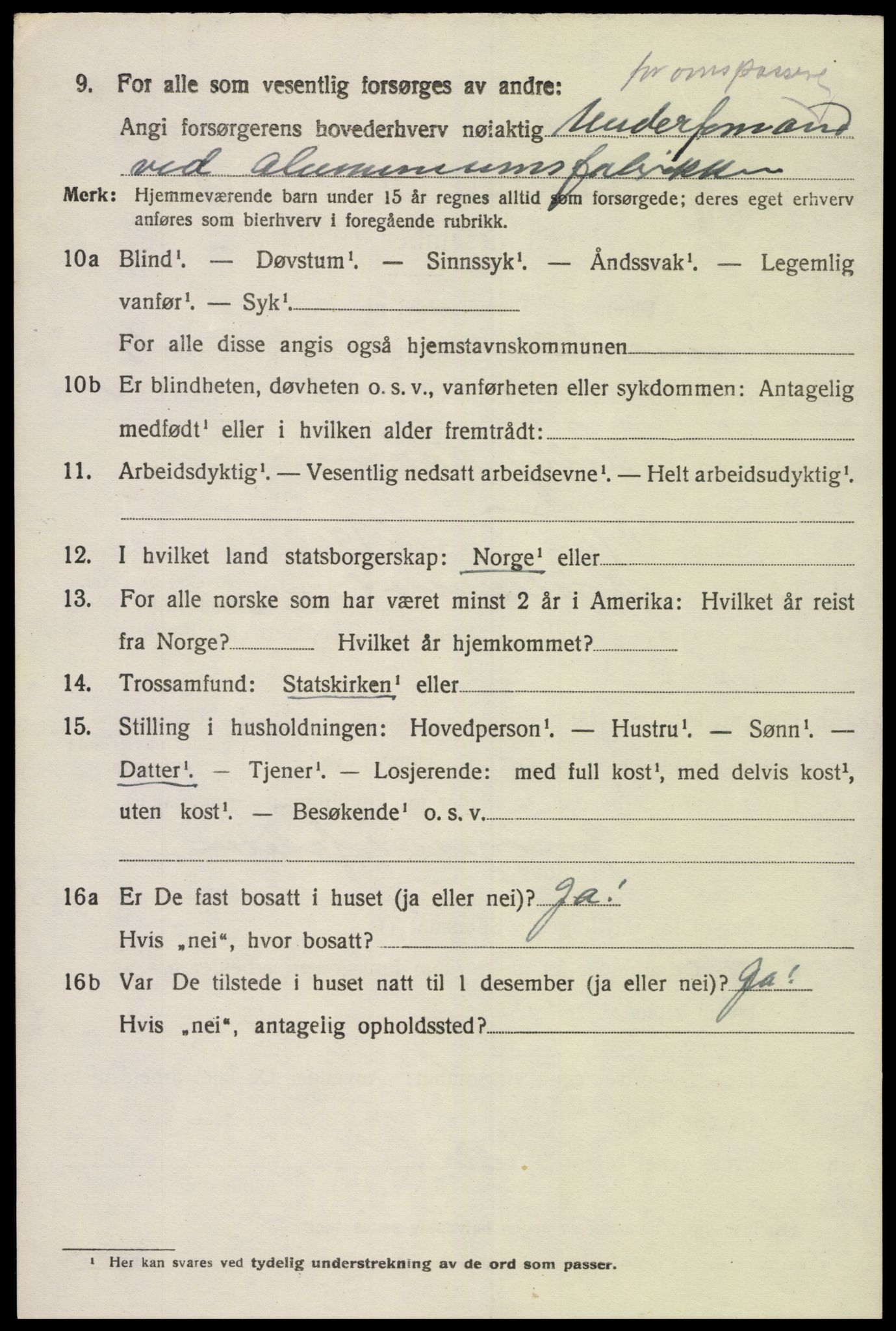 SAK, 1920 census for Vennesla, 1920, p. 2977