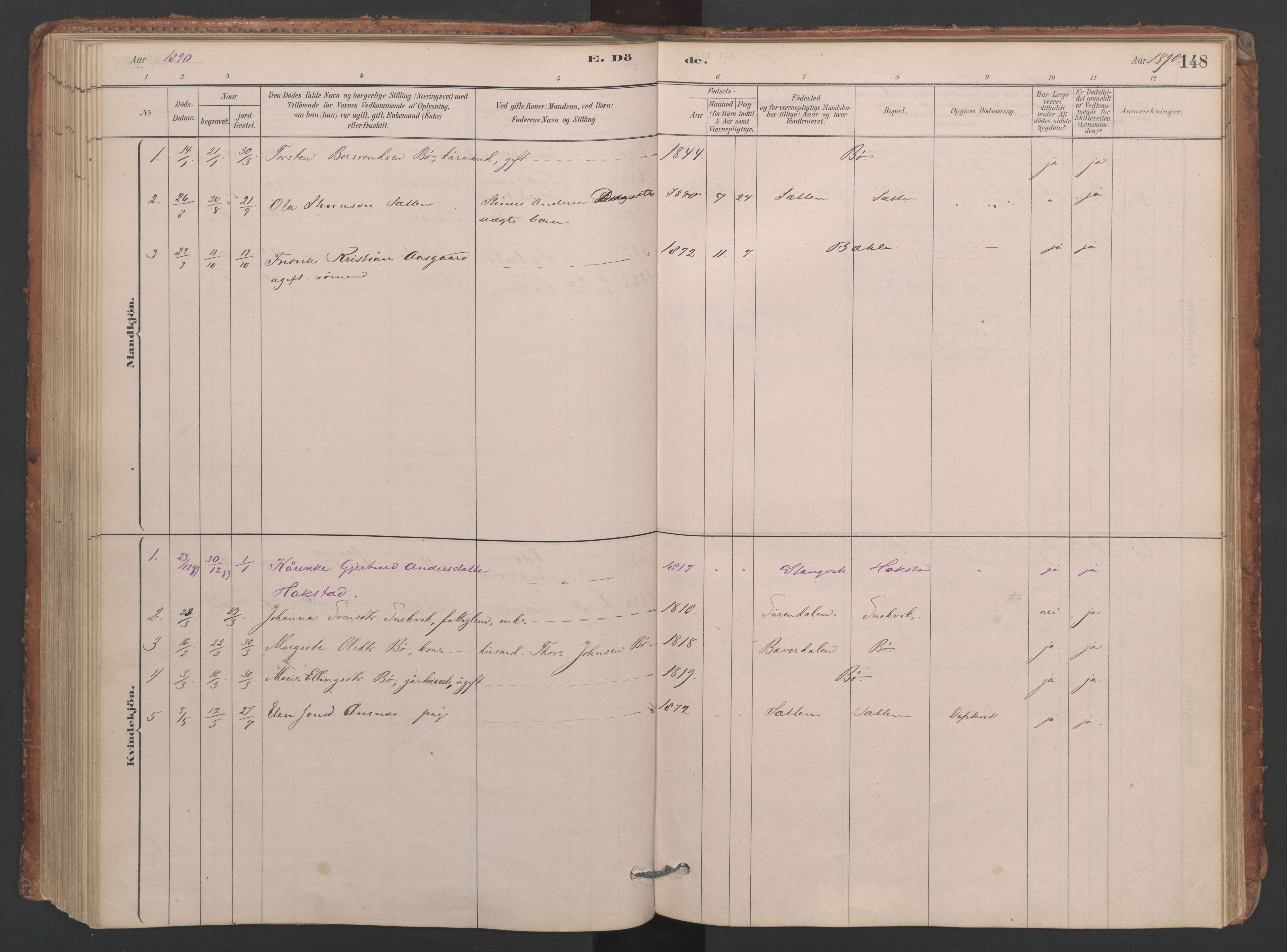 Ministerialprotokoller, klokkerbøker og fødselsregistre - Møre og Romsdal, AV/SAT-A-1454/594/L1036: Parish register (official) no. 594A02 (?), 1879-1910, p. 148