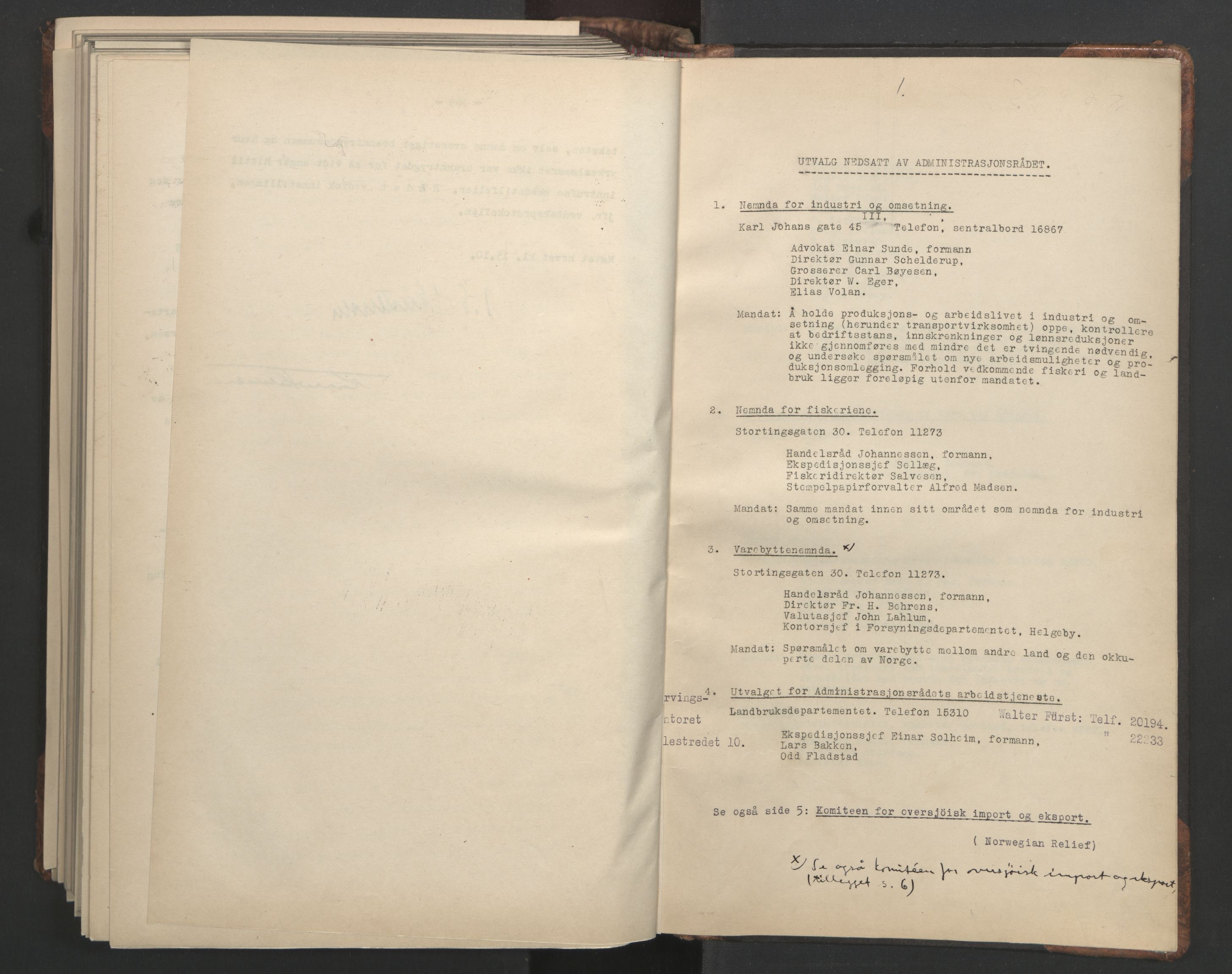 Administrasjonsrådet, AV/RA-S-1004/A/L0001: Møteprotokoll med tillegg 15/4-25/9, 1940