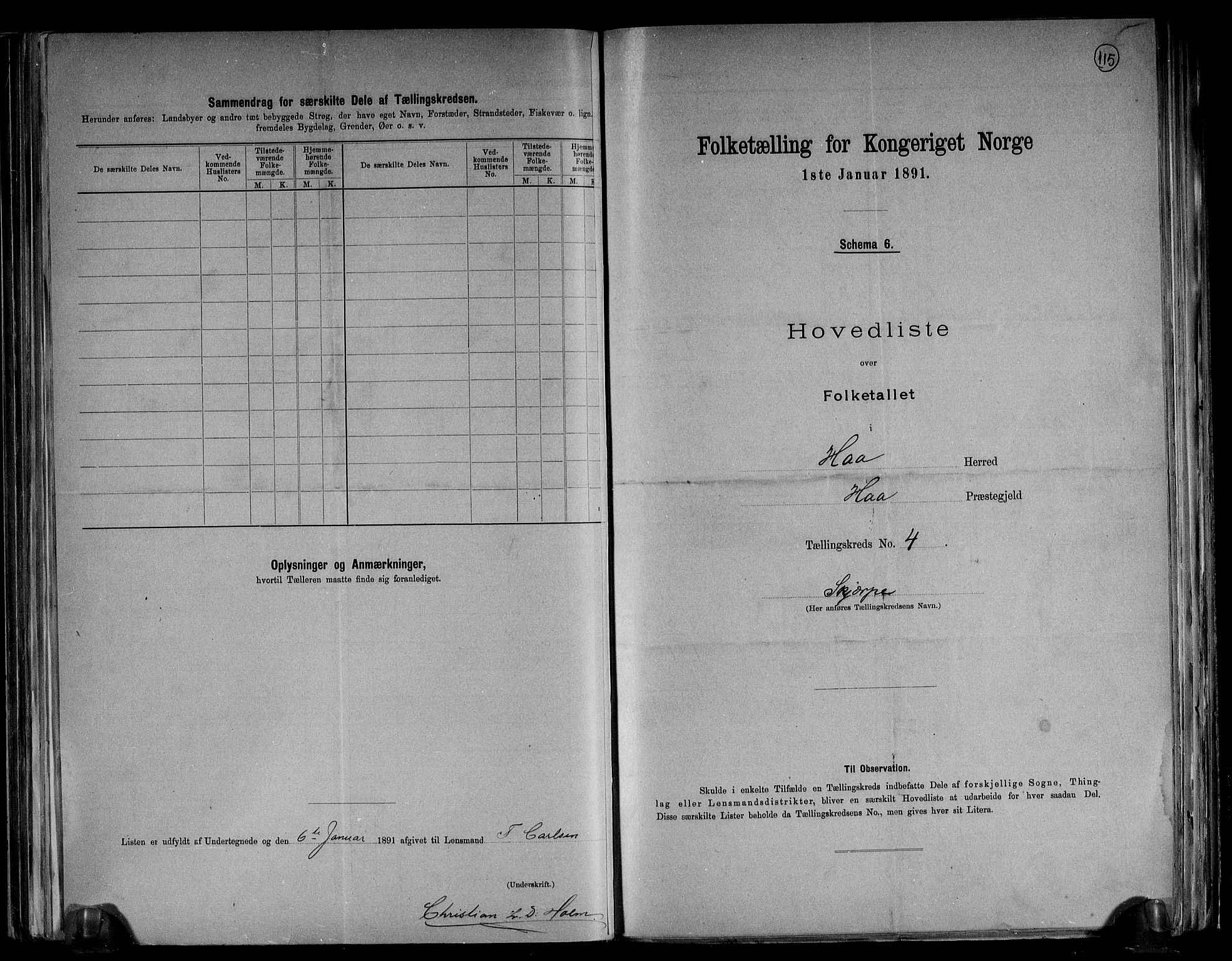 RA, 1891 census for 1119 Hå, 1891, p. 12